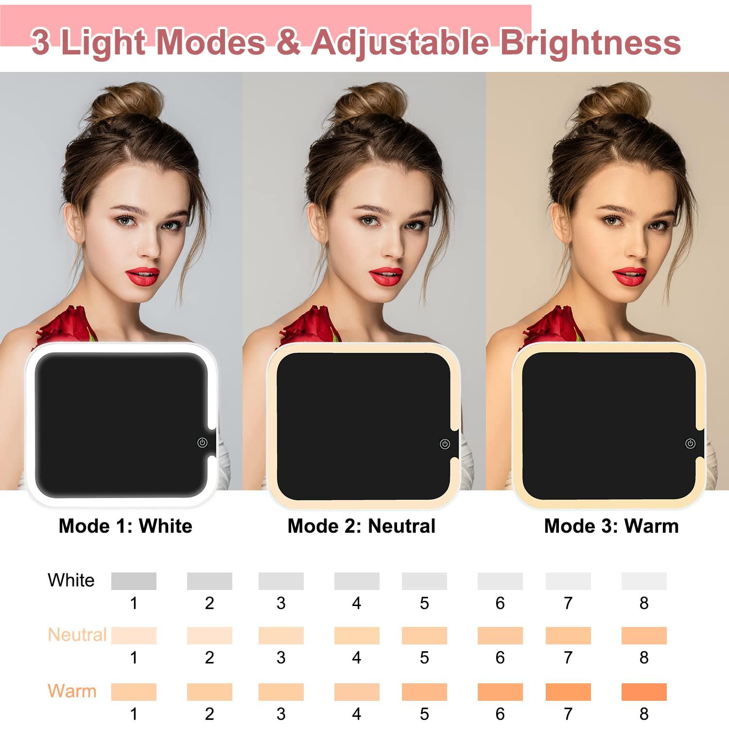 Makeup Case with Lighted Mirror 3 Color Setting,Travel Makeup Bag with Led Mirror with Adjustable Divider,Light Up Makeup Bag Cosmetic Organizer for Makeup Brush,Makeup Accessories,Tools Case,Women - Image 5