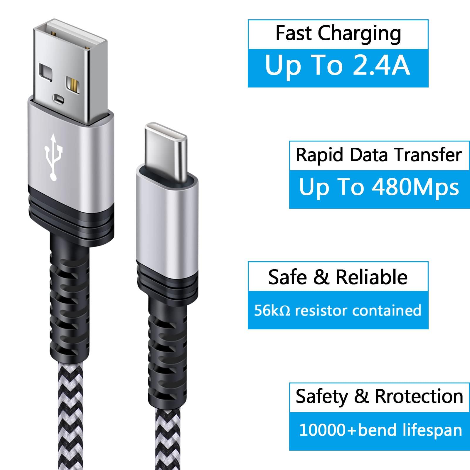 C Charger Cable Fast Charging Phone Android Power Cord 4 Compatible for Samsung Galaxy S24+ S23 Ultra S22 Plus Note 21/20 Ultra, S21+/S20 Plus/S21 S20 FE/S10 Plus/S9 A11/A21/A51/A71 Google 5 4A XL 7 - Image 3