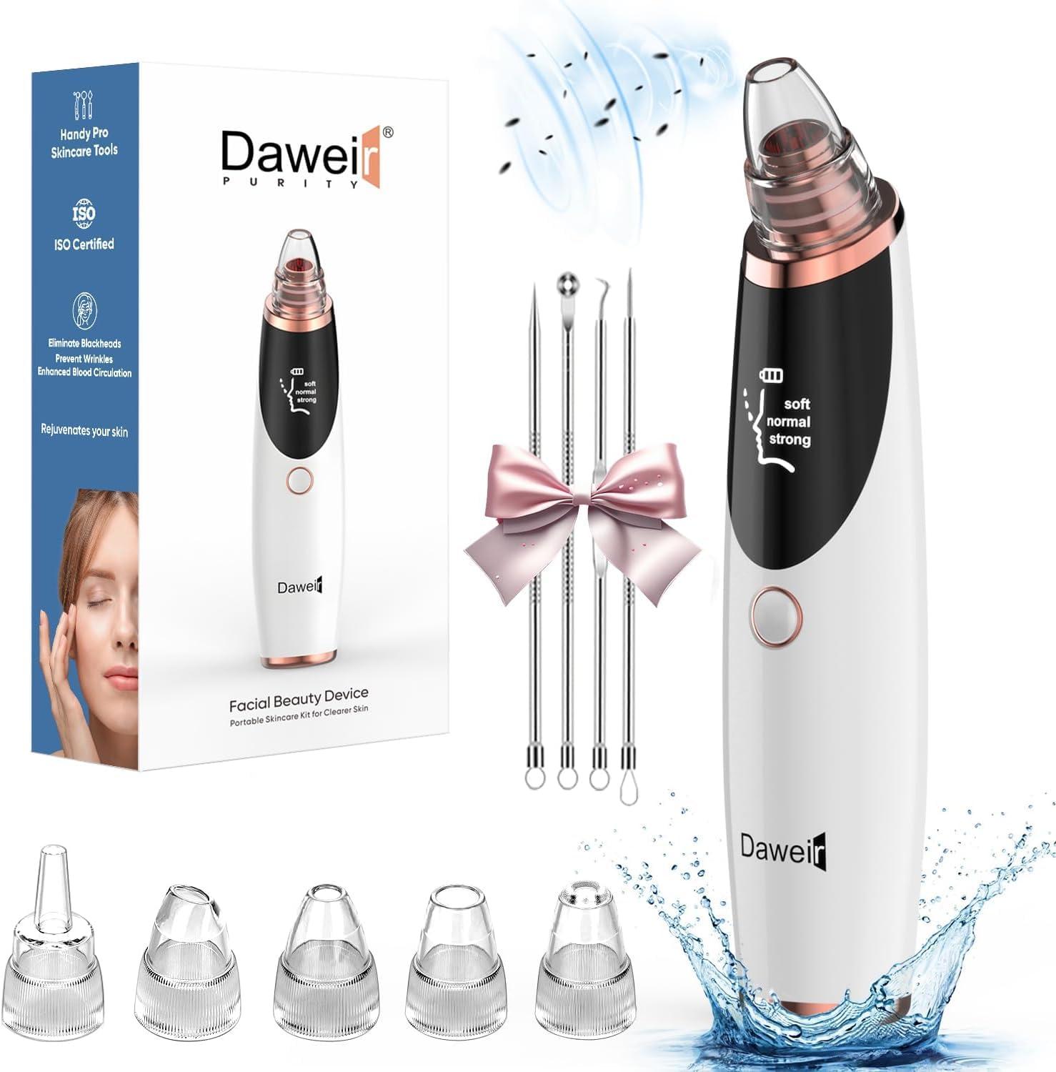 Blackhead Remover Vacuum - Black Head Remover for Face, Blackhead Extractor Tool with 65kPa Suction, 5 Tips & 3 Levels, USB Rechargeable Pore Vacuum Cleaner for All Skin Types (White)