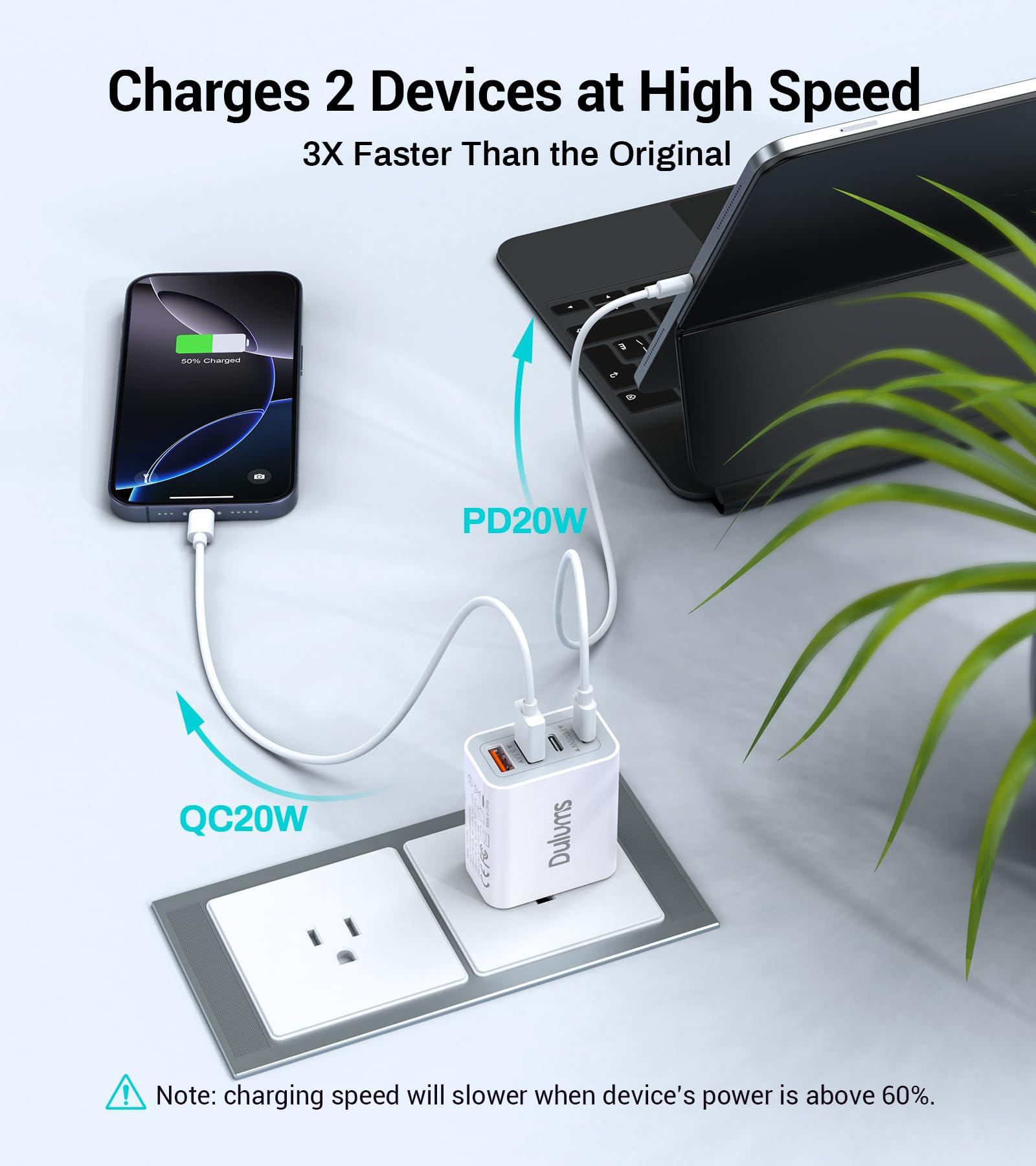 40W USB C Charger Cube, 2-Pack Wall Plug Fast Charging Block, 4-Port PD+QC Power Adapter Multiport Brick Type C Box for iPhone 16/15/14/13/12/11/Pro Max/XS/XR/8/7, Tablets, Cellphones - Image 3