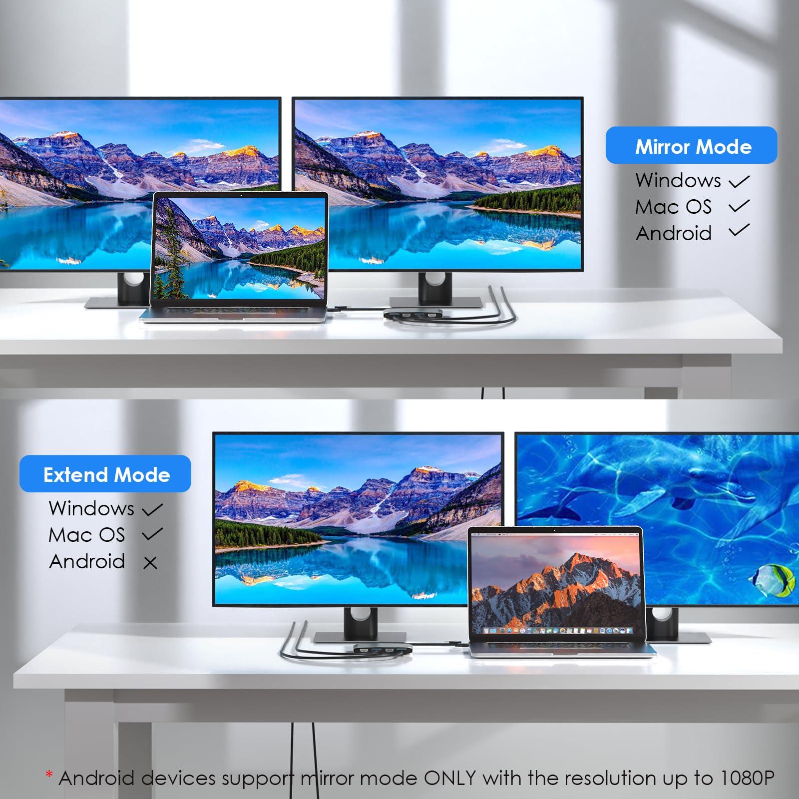WAVLINK USB C and USB3.0 to Dual 4K DisplayPort & HDMI Adapter, Displaylink Dual 4K@60Hz Monitor Hub, Compatible with M1/M2 MacBook, HP, Dell, Lenovo,Surface-Silver - Image 4