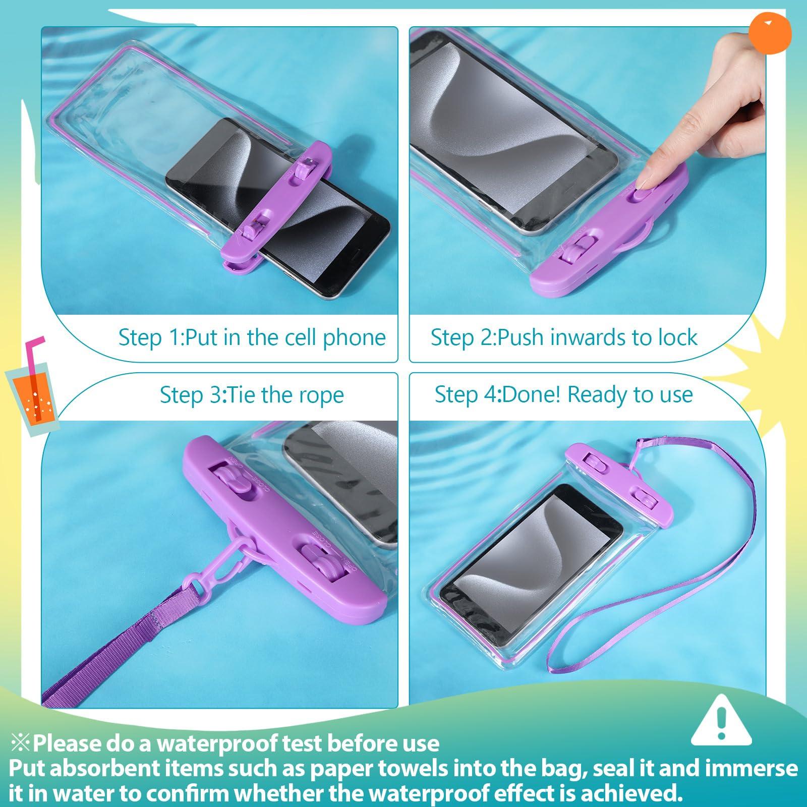 Abbylike 80 Pcs Universal Waterproof Phone Pouch Multicolor Waterproof Phone Case Dry Bag with Lanyard Glow in The Dark Outdoor Swimming Snorkeling Bag Beach Travel Must Haves for Smartphone up to 7'' - Image 5