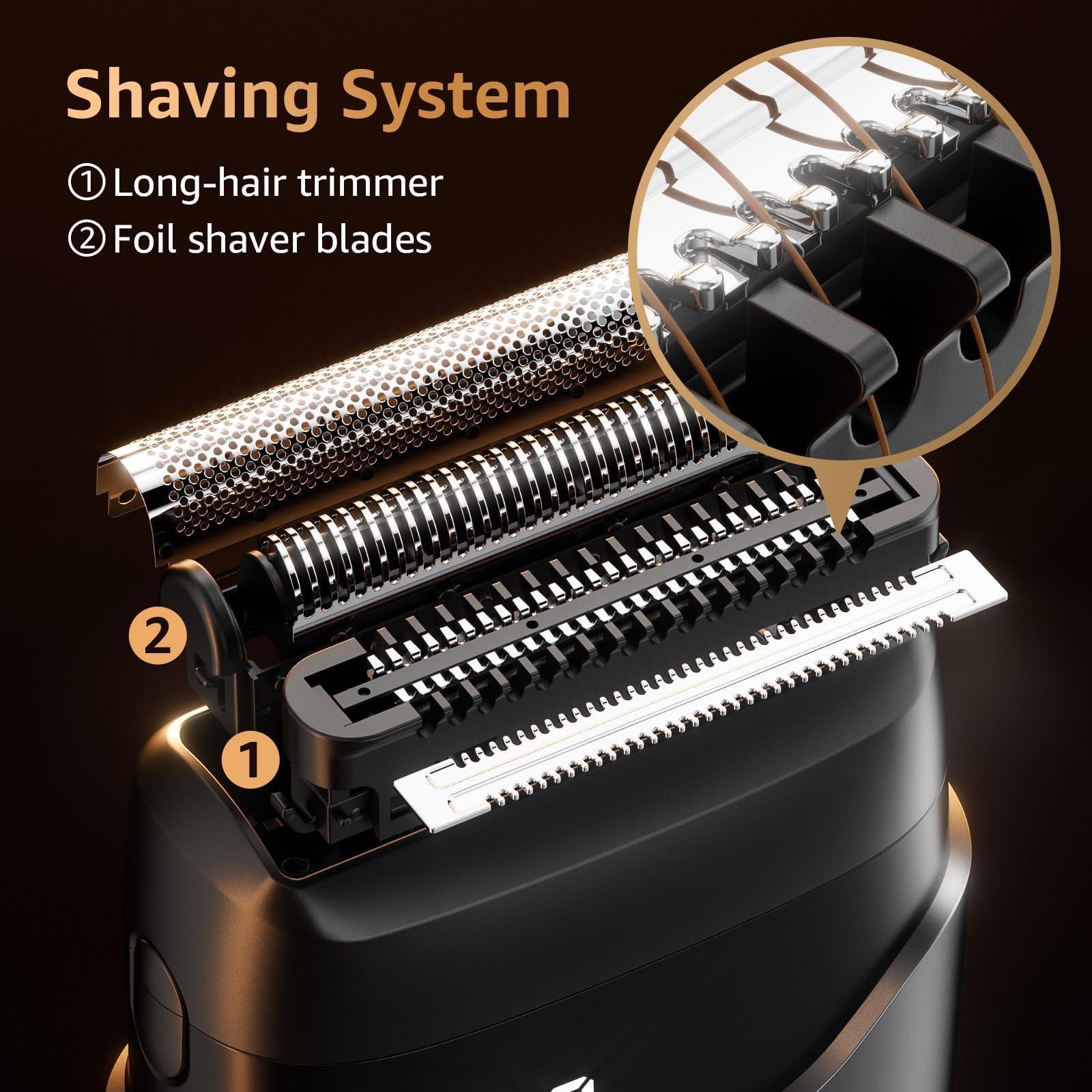 Electric Foil Shavers for Men, Mini Electric Razor, Compact Face Shaver, IPX7 Waterproof Wet Dry Cordless Razor, LED Display, USB-C Fast Rechargeable - Image 2