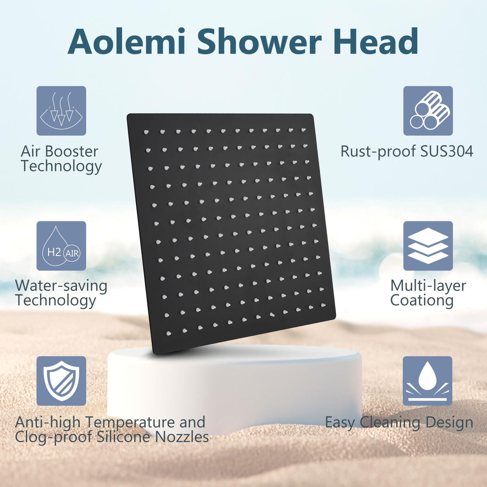 Aolemi Ceiling Mount Shower System with Rainfall Shower Head and Handheld,High Pressure Shower Faucet Set Fixture Combo with 2 in 1 Handheld Spray Rough-in Valve,12 Inch Shower Head Matte Black - Image 7