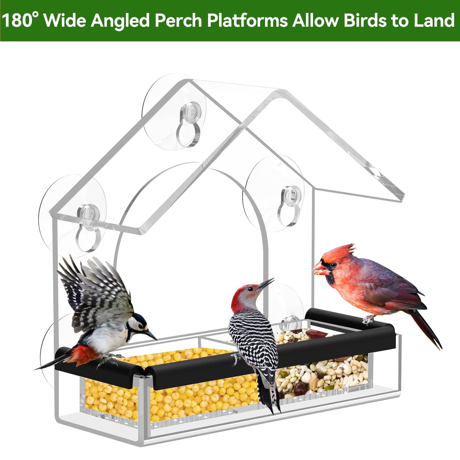 Clear Window Bird Feeder with 5 Extra Strong Suction Cups, DY-SKTY Sturdy and Durable Acrylic Birdfeeders for Viewing Wild Birds Outside, as a Bird Watching Gift, Outdoor Birdhouse Box, Garden Decor - Image 7