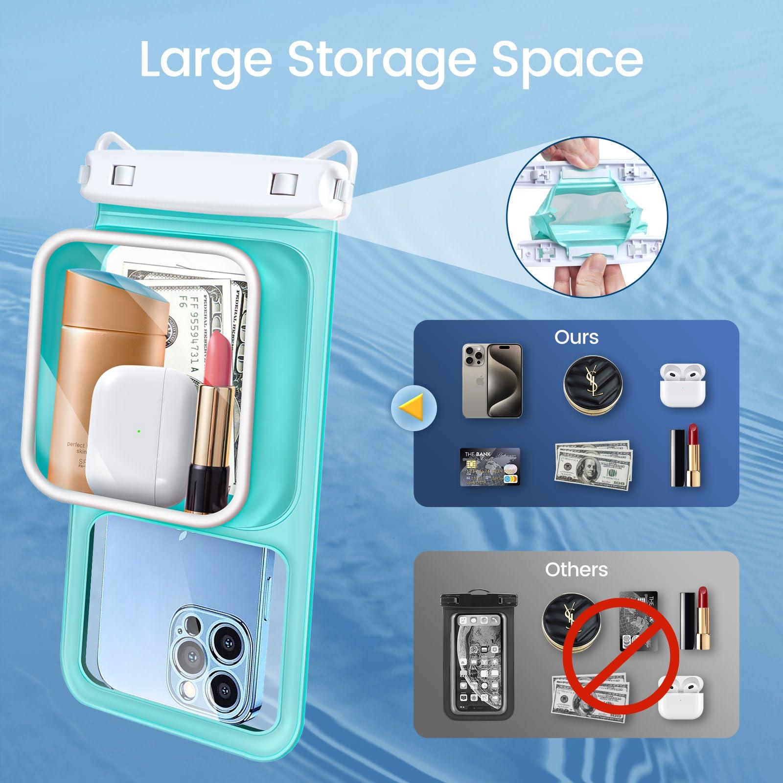 Niveaya [Floatable Floating Waterproof Phone Pouch 2 Pack-Up to 8.5", Large Space Adjustable Neck Lanyard Waterproof Phone Case, Phone Dry Bags for Vacation Beach Pool Kayak Cruise Travel Essentials - Image 3