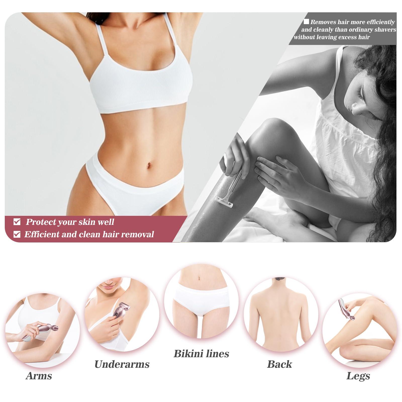 Akunbem Electric Shaver for Women for Legs Bikini Trimmer Electric Razors for Women Underarm Public Hairs Rechargeable Womens Shaver Wet Dry Use Painless Cordless with Detachable Head (Pink) - Image 5
