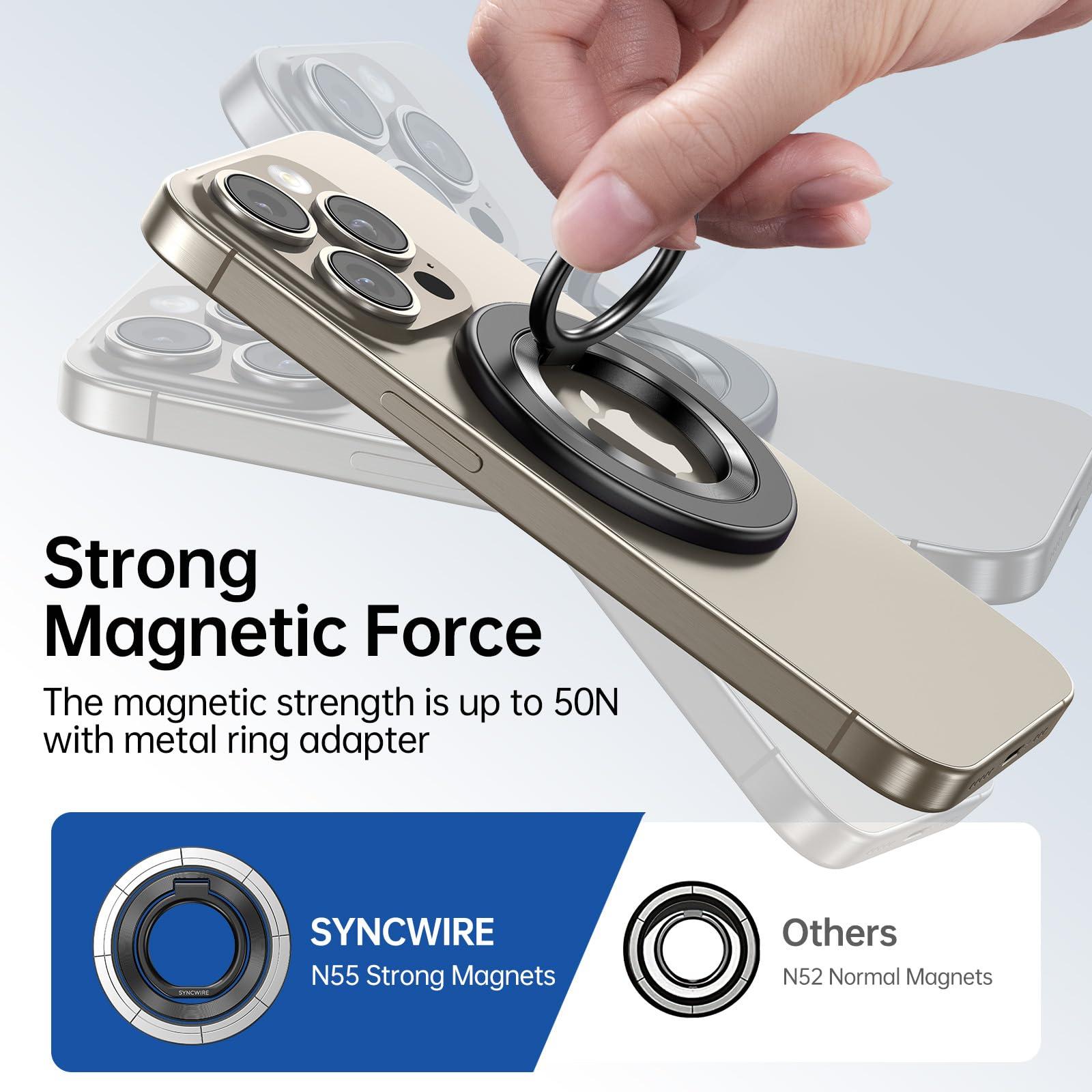 SYNCWIRE Upgraded Magnetic Phone Ring Holder for MagSafe, Magnet Cell Phone Grip Stand Finger Ring Kickstand Two-Sided Magnetic Compatible with iPhone 16 Pro Max 15 14 13 12 MagSafe Accessories - Image 7