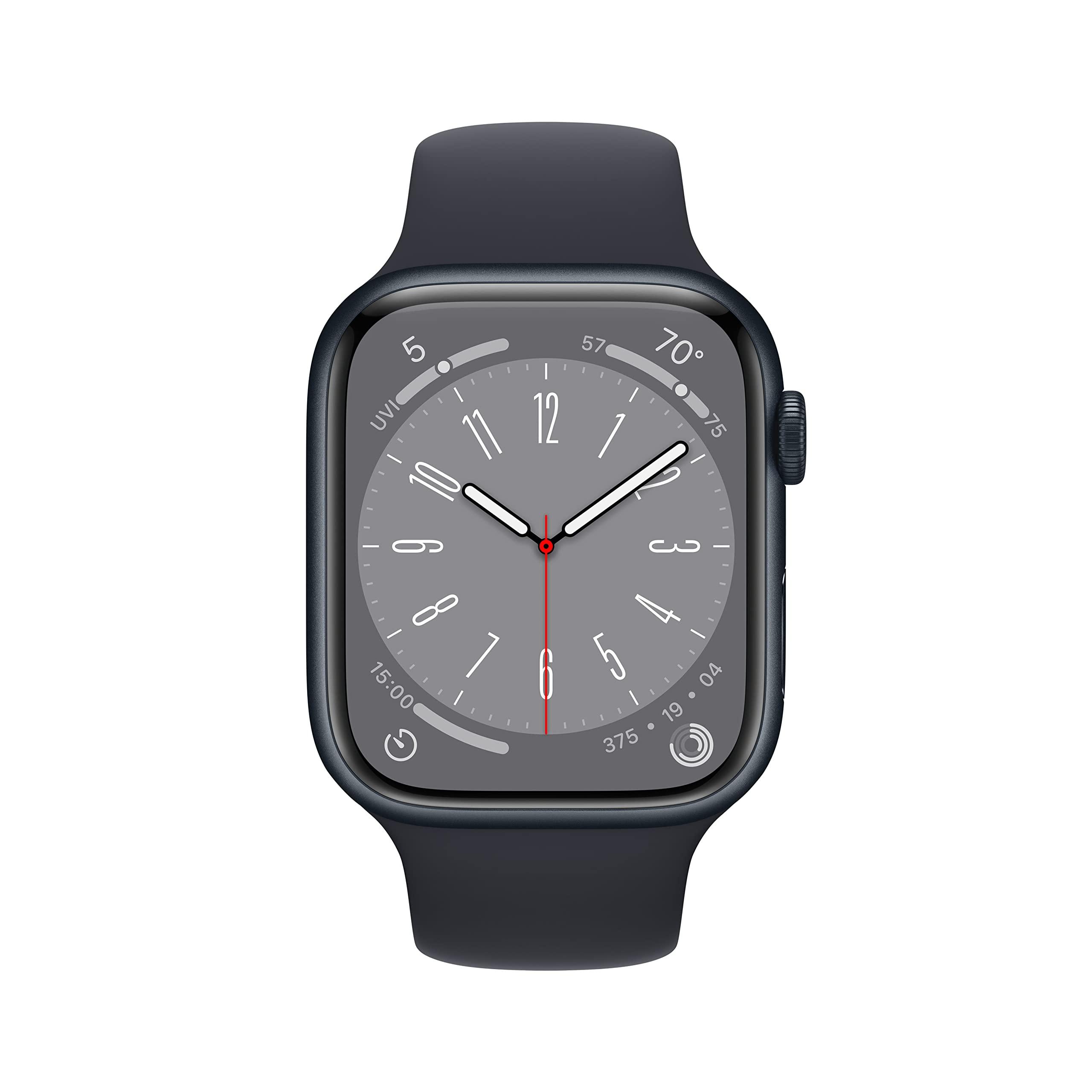 Apple Watch Series 8 [GPS + Cellular, 45mm] - Midnight Aluminum Case with Midnight Sport Band, M/L (Renewed) - Image 2