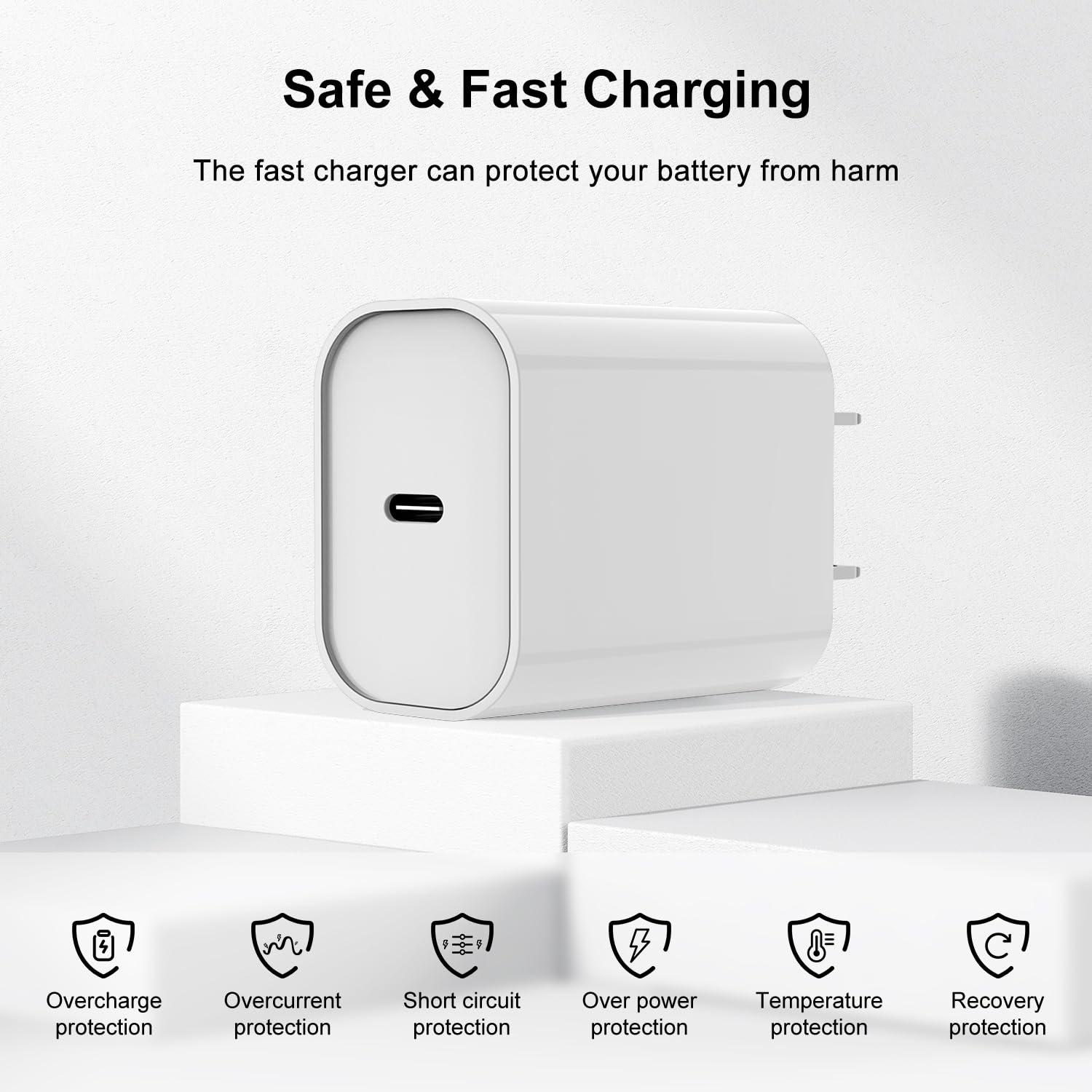 Fast Charger for iPhone Charger Fast Charging 6ft Lightning Cable,for iPhone 14 13 12 Pro Max Charger Fast Charging with 20w USB C Charger Block,Type C to Lightning Cord for iPhone 11 Pro Max/XS-White - Image 4