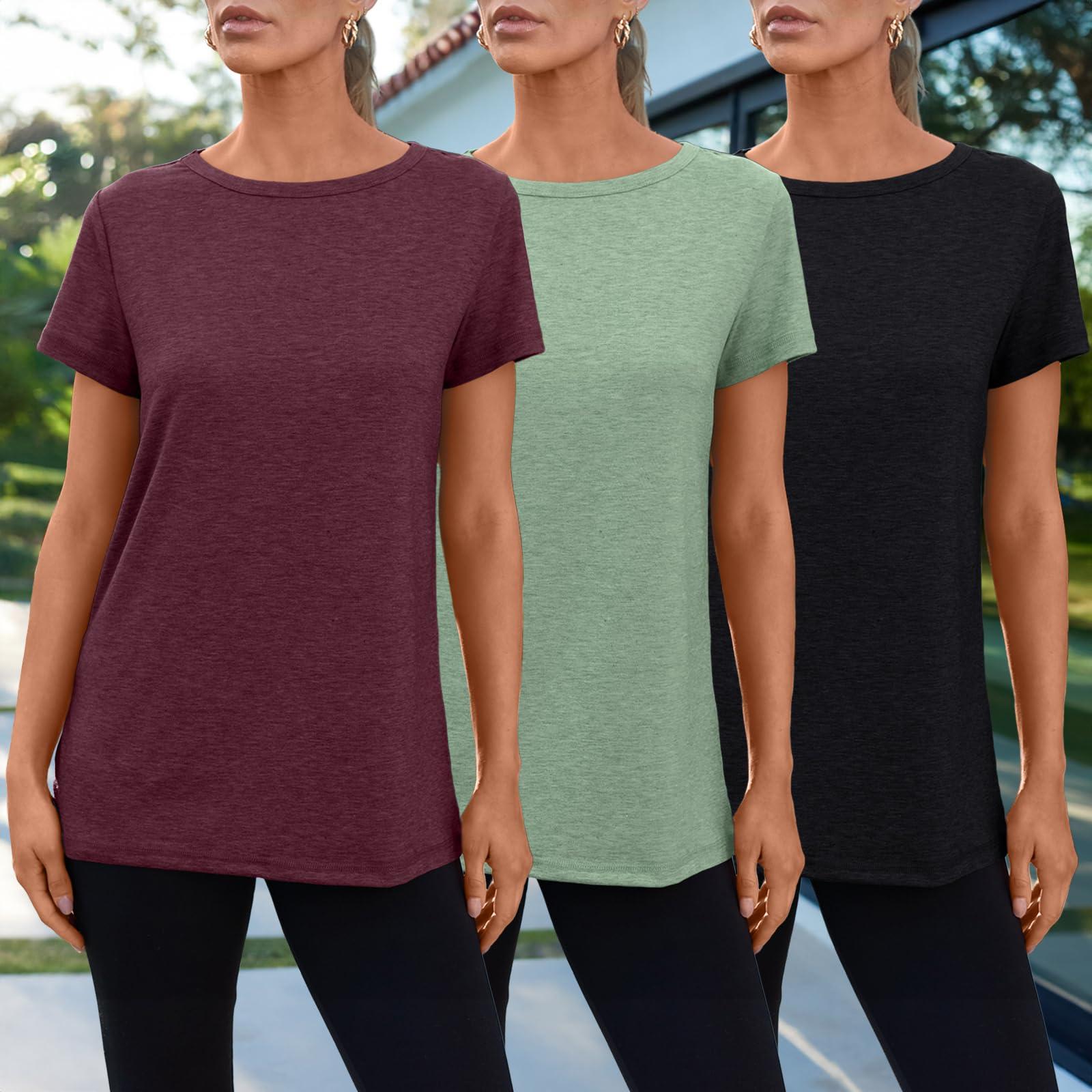 SUNBS Womens 3 Pack T-Shirts Short Sleeve Summer Tops Fashion Basic Tees Comfy Casual Vacation Outfits Workout Clothes 2025 - Image 2
