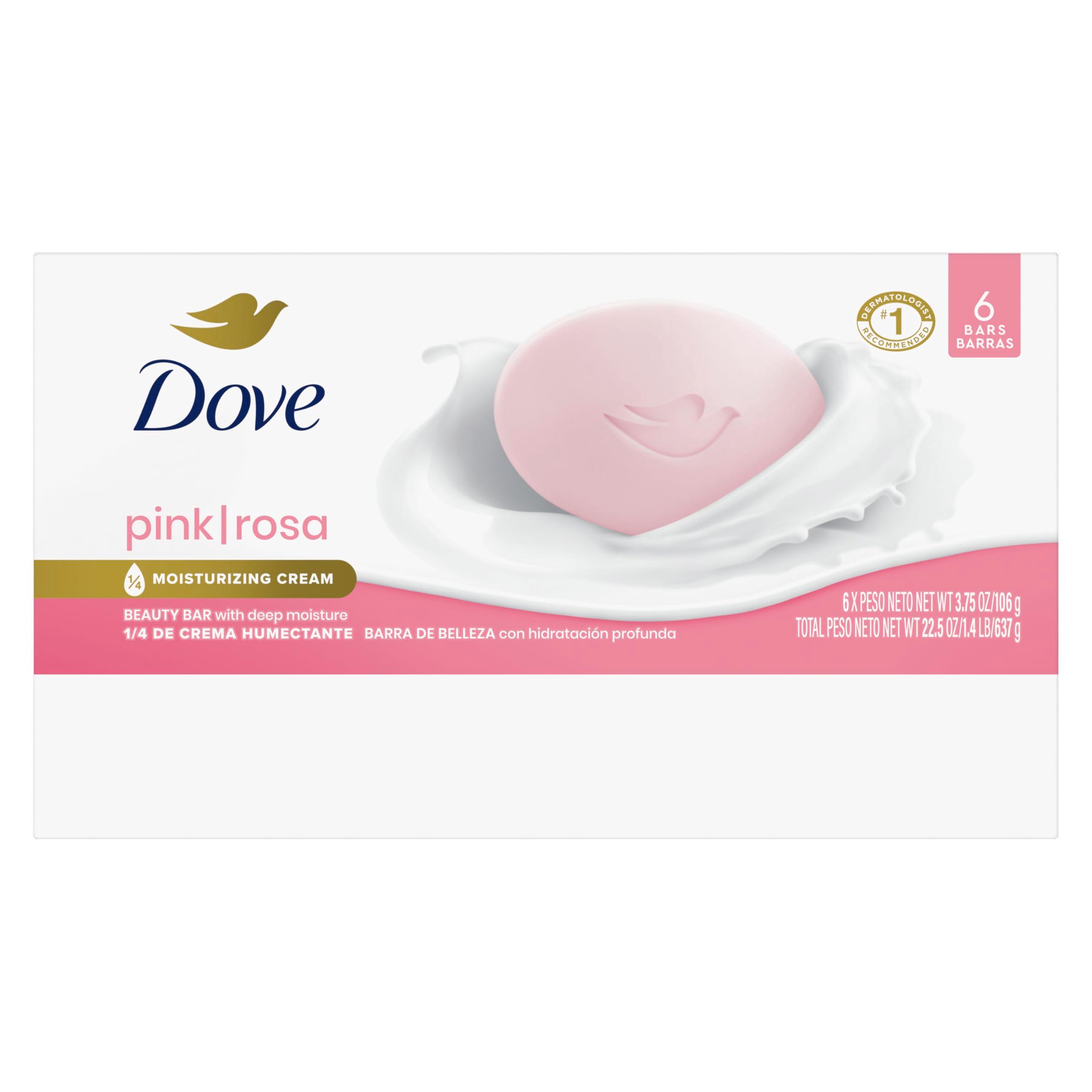 Dove Beauty Bar Soap Pink Rosa 6 Count for Soft, Smooth Skin, Cleans & Moisturizes 3.75 oz - Image 2