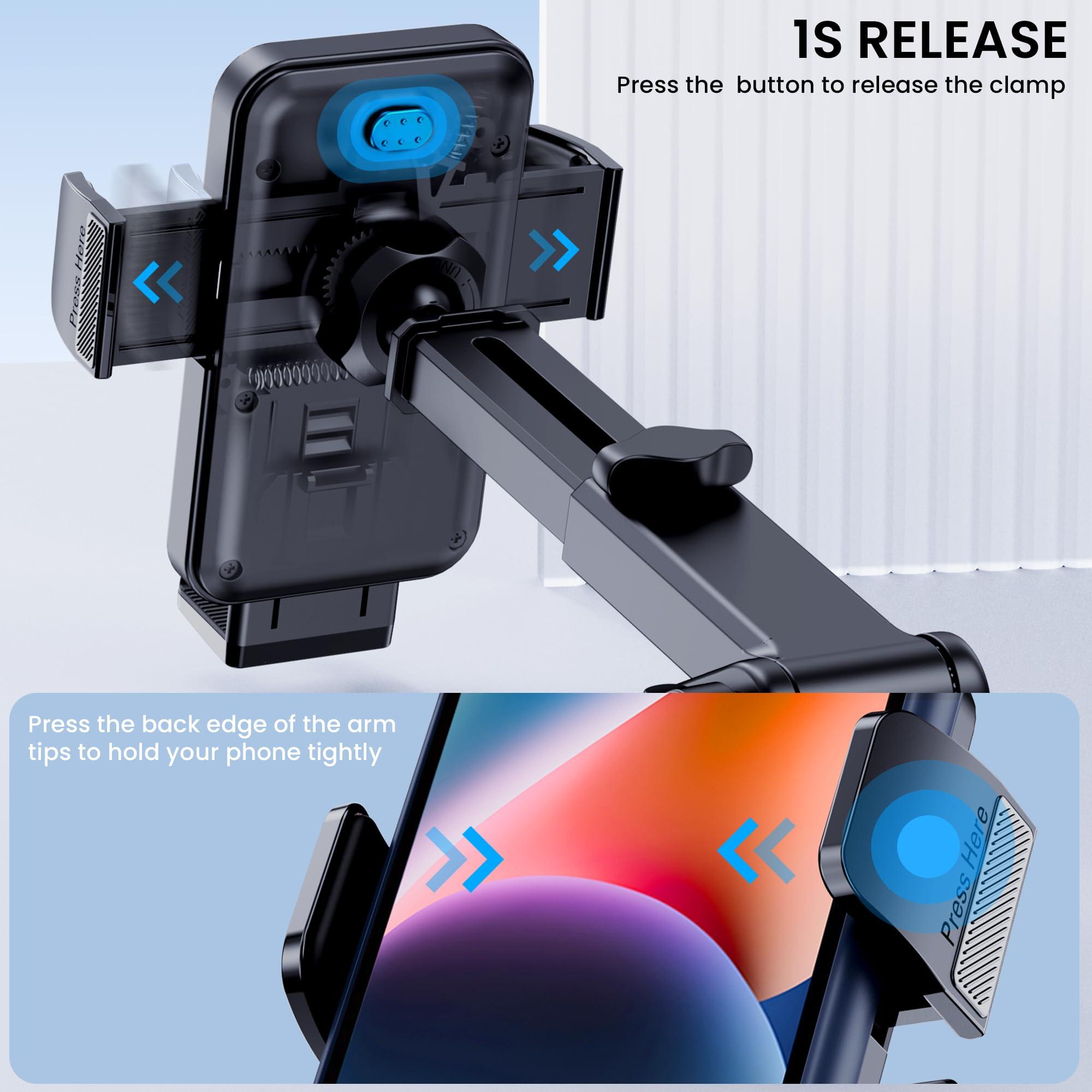 GUWEZ Phone Holder Car Mount for iPhone [Powerful Suction] Phone Mount for Car Dashboard Windshield Air Vent Universal Accessories [Thick Cases Friendly] Automobile Phone Holder Fit iPhone Smartphone - Image 6