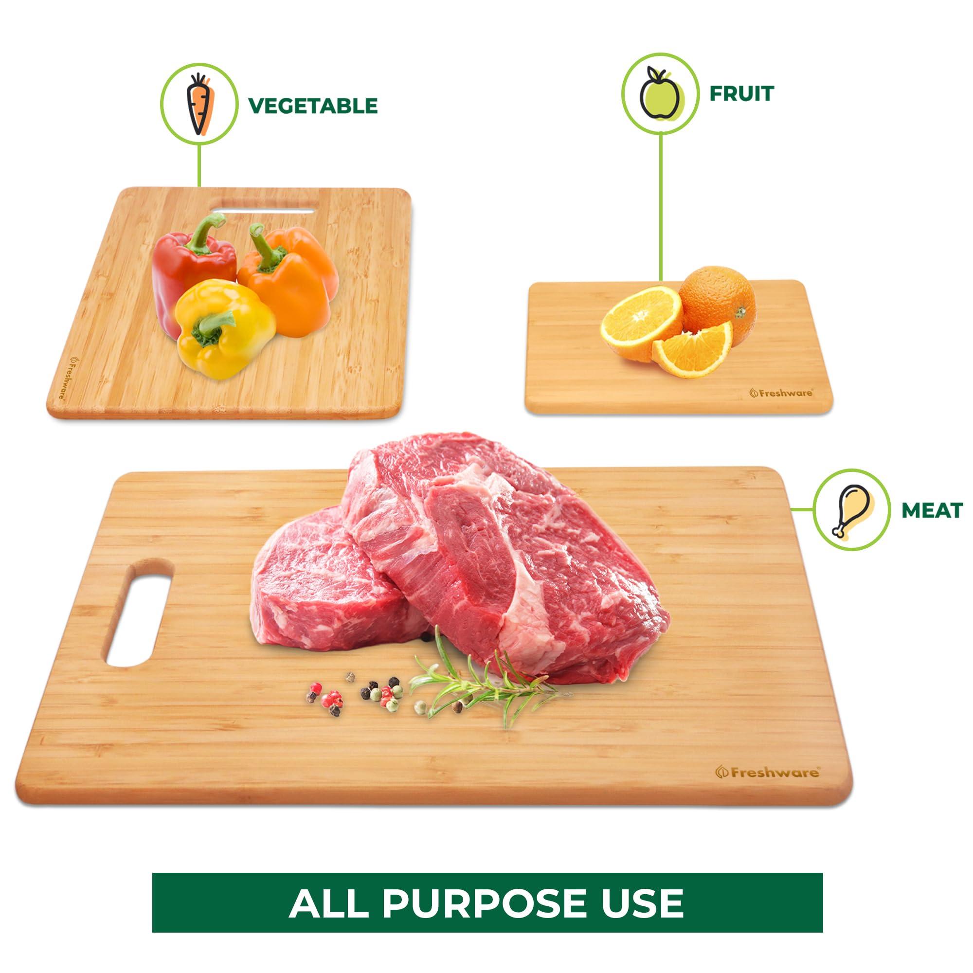 Bamboo Cutting Boards for Kitchen [Set of 3] Wood Cutting Board for Chopping Meat, Vegetables, Fruits, Cheese, Knife Friendly Serving Tray with Handles - Image 7