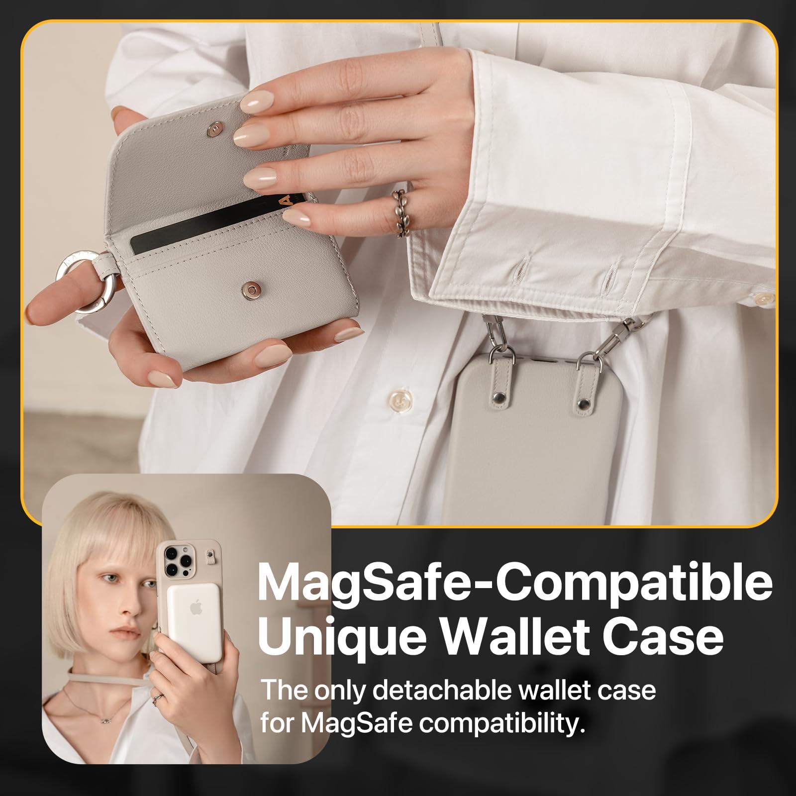 MAGEASY Case for iPhone 16 6.1" - Detachable Wallet Case with Crossbody Strap, 16ft Ultimate Drop Protection, [The Only Phone Case with Purse Compatible with MagSafe] | Pouch M - Image 5