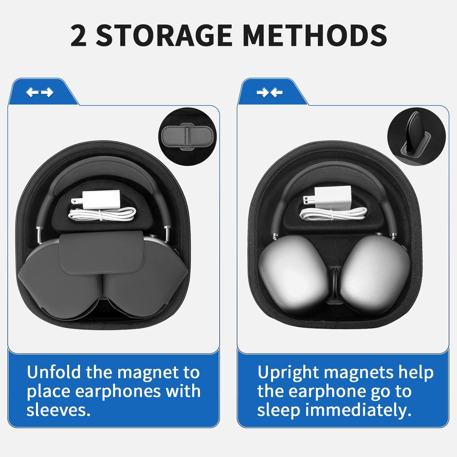 Smart Case for Apple AirPods Max Supports Sleep Mode, Hard Organizer Portable Carry Travel Cover Storage Bag - Image 3