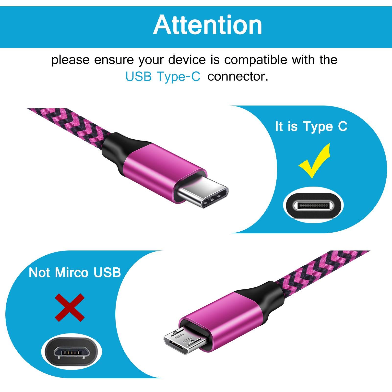 USB Type C Cable Fast Charging C Charger Cord 3 Pack Android Phone Wire for Moto G Stylus/Play/Power 2025 2024,Razr,Samsung Galaxy S24/S23/S25/S25 Plus/S25 Ultra/S22/S21/S20,Google Pixel 9a/8a/8/7/6 - Image 2