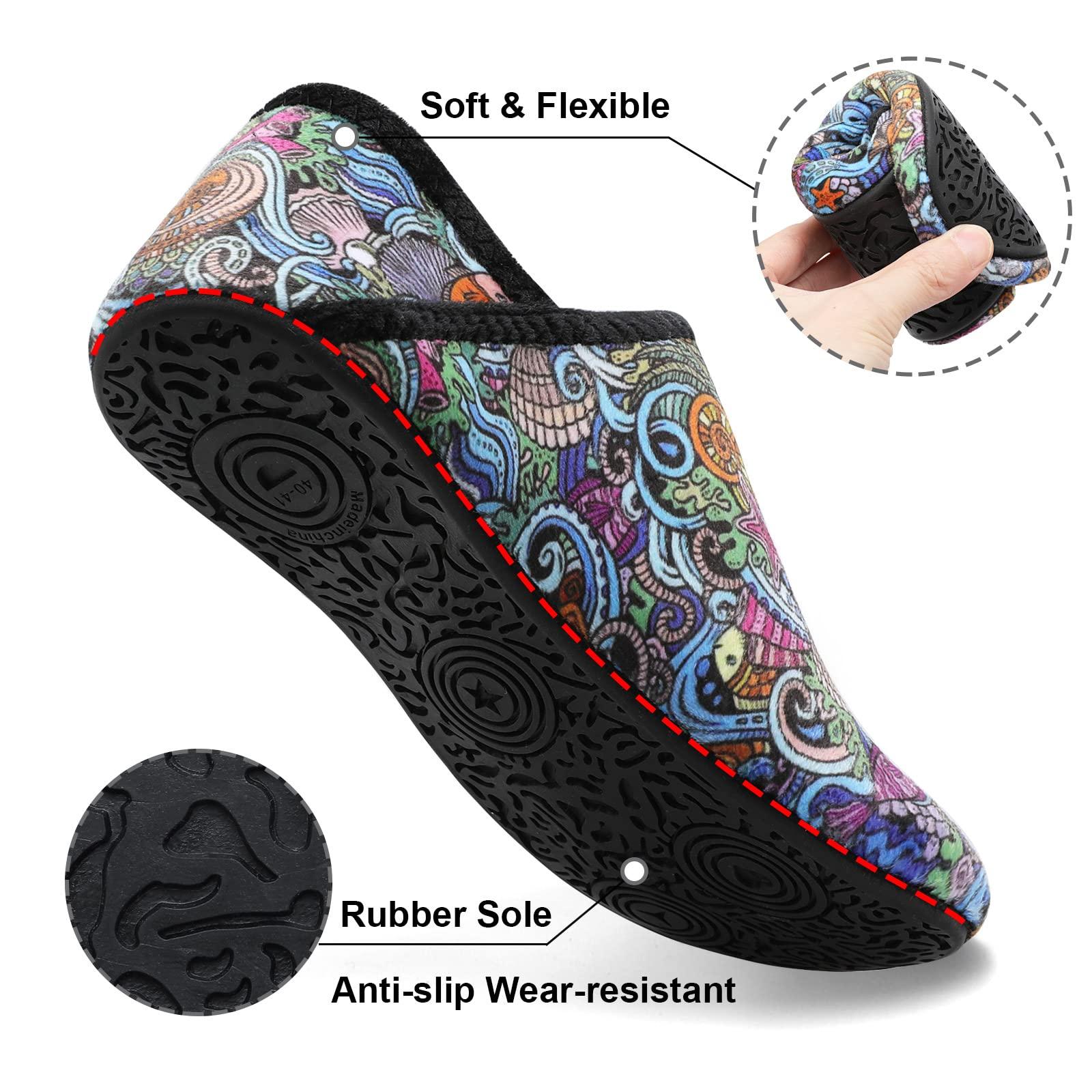 Fires Womens Mens Slippers with Rubber Sole Soft-Lightweight House Slipper Socks Around House Shoes Non Slip Indoor/Outdoor - Image 3