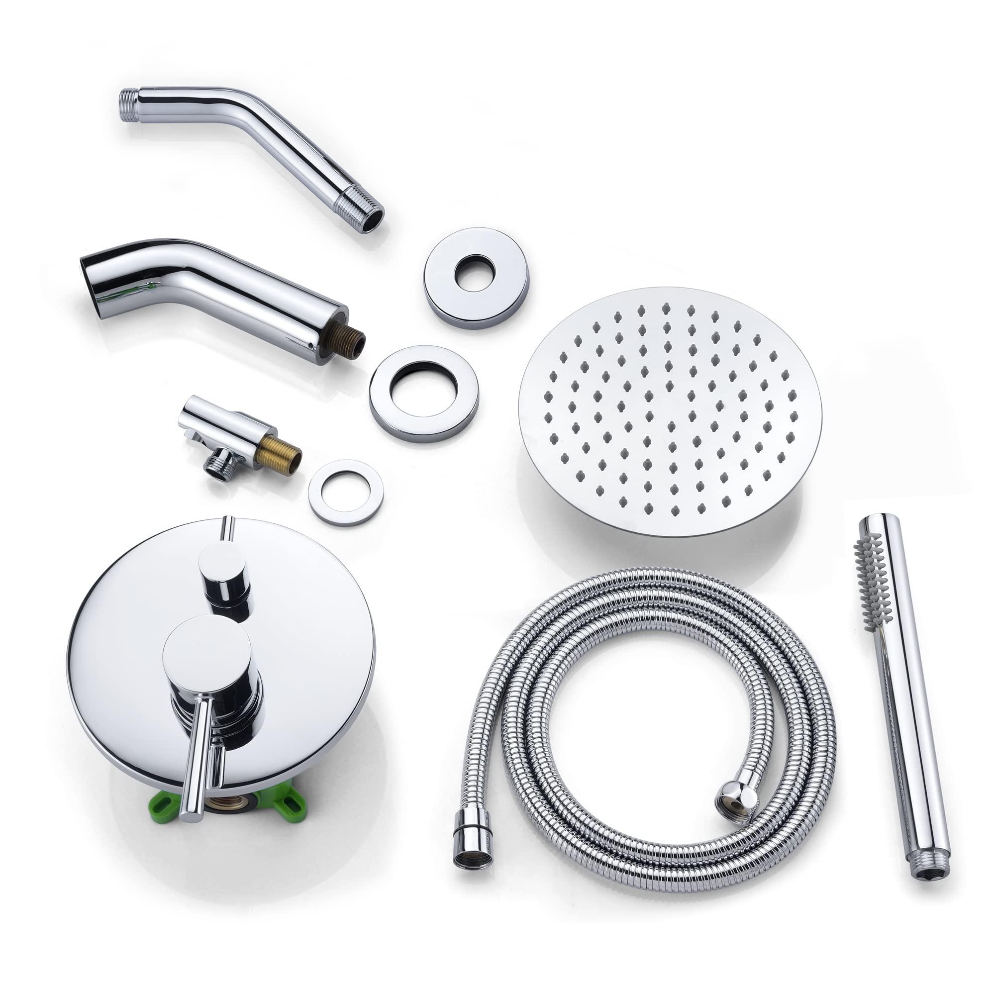 sumerain Rain Shower System with Tub Spout, Tub Shower Faucet Set with 8 inches Shower Head and Hand Shower, Valve Included Chrome - Image 7