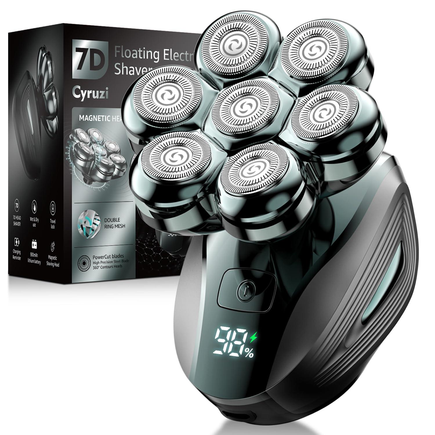 Head Shavers for Bald Men, Detachable Head Shaver, IPX7 Waterproof Wet Dry Bald Head Shavers, 7D LED Display Electric Rechargeable Head Shaving Kit with Type-C Charge - Image 1