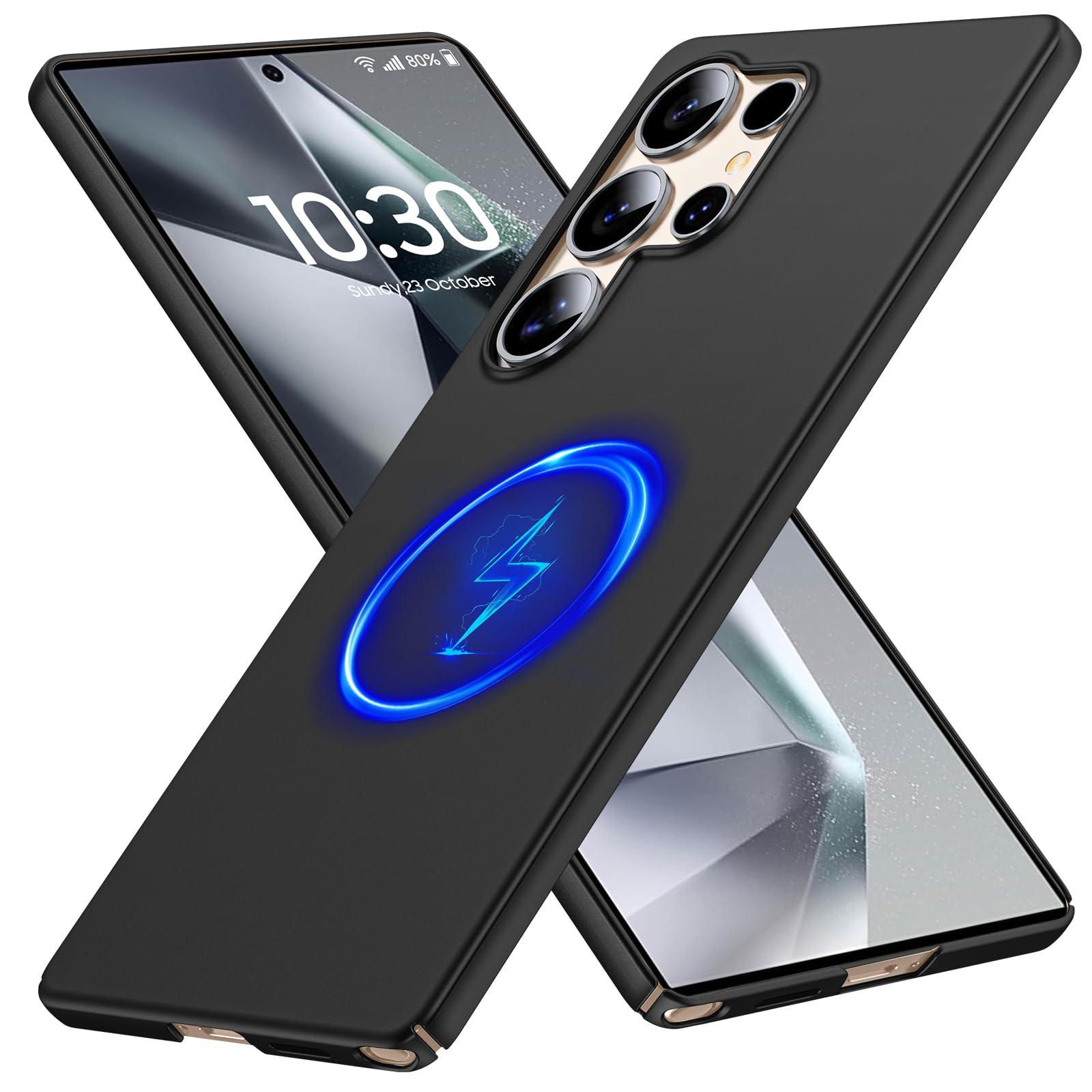 GRECAZO Magnetic Ultra Thin Frosted Designed for Samsung Galaxy S25 Ultra Phone Case 6.9 inch Slim Minimalist Lightweight Matte Hard [Compatibility with MagSafe] Cover Protective Bumper Case- Black