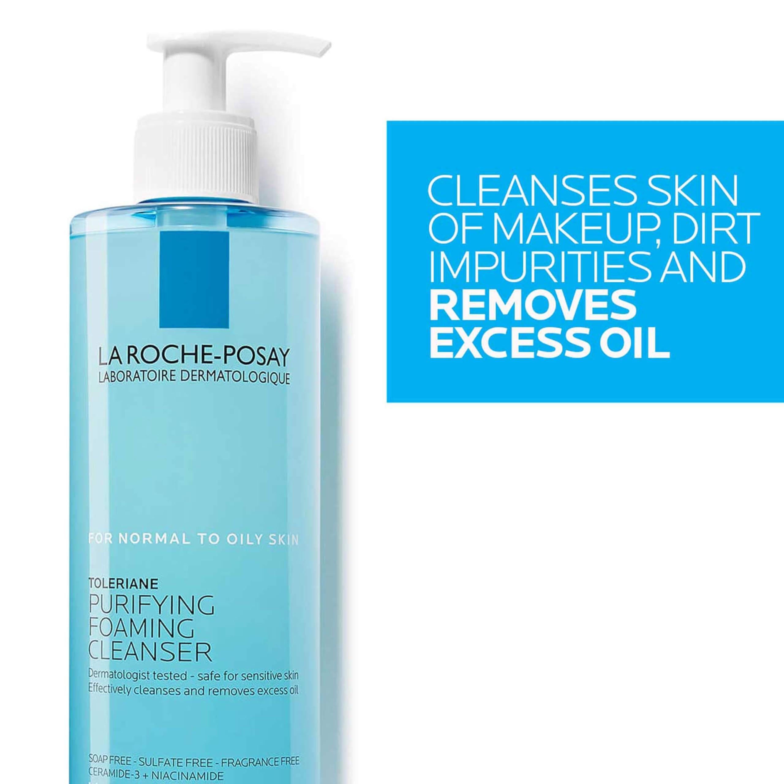 La Roche-Posay Toleriane Purifying Foaming Facial Cleanser, Niacinamide + Ceramides + Prebiotic Thermal Water, Oil Free Face Wash For Oily Skin, Pore Cleanser Safe For Sensitive Skin, Soap Free - Image 5