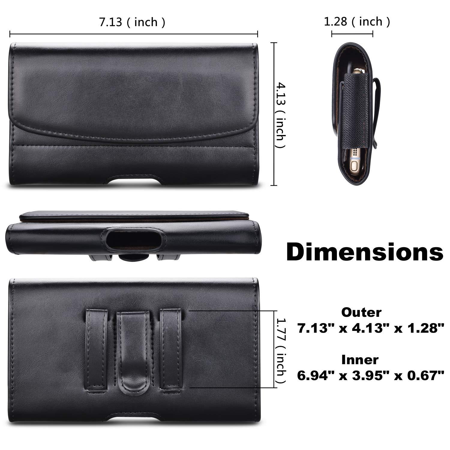 Takfox Phone Holster for Samsung Galaxy S25 Ultra S24 Plus S23 S22 S21 FE Note 20+ A13 A14 A15 A16 A35 A36 A51 A71 5G iPhone 16 Pro Max 16E Leather Belt Clip Holster Holder Carrying Pouch Case, Black - Image 2