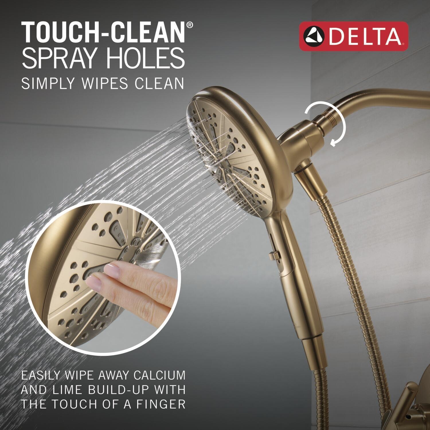 Delta Faucet Nicoli 14 Series Single-Handle Tub and Shower Trim Kit, Gold Shower Faucet with 6-Spray H2Okinetic Hand Held Shower Head with Hose, Champagne Bronze 144749-CZ-HS (Shower Valve Included) - Image 6