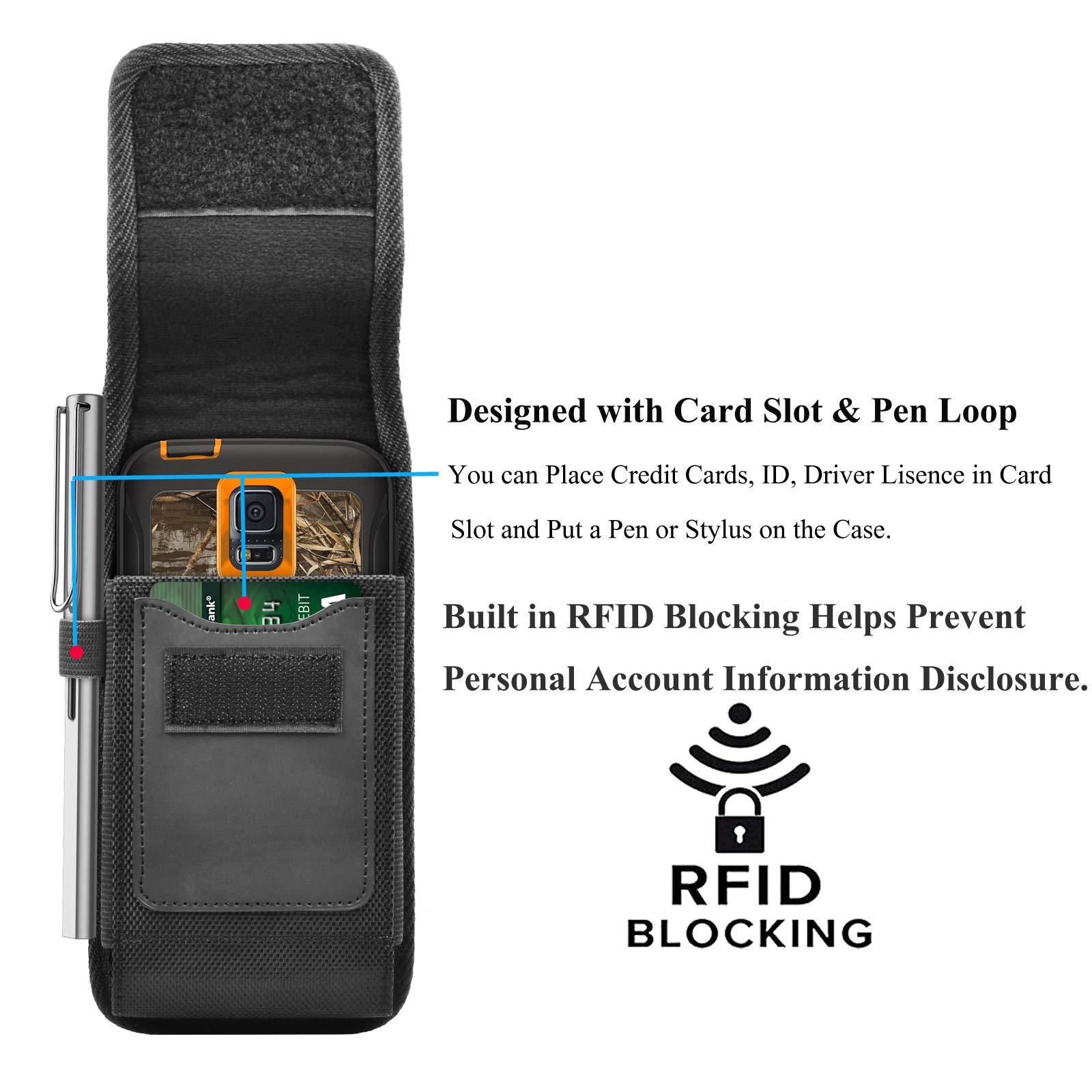 Njjex Phone Holster for Samsung Galaxy S25 Ultra S24 S23 S22 S21 S20 Note 20 A35 A16 A15 A14 A02S A12 A32 A13 iPhone 16 Pro Max XS XR Nylon Belt Clip Holster Cell Phone Pouch Card Holder Carrying Case - Image 4