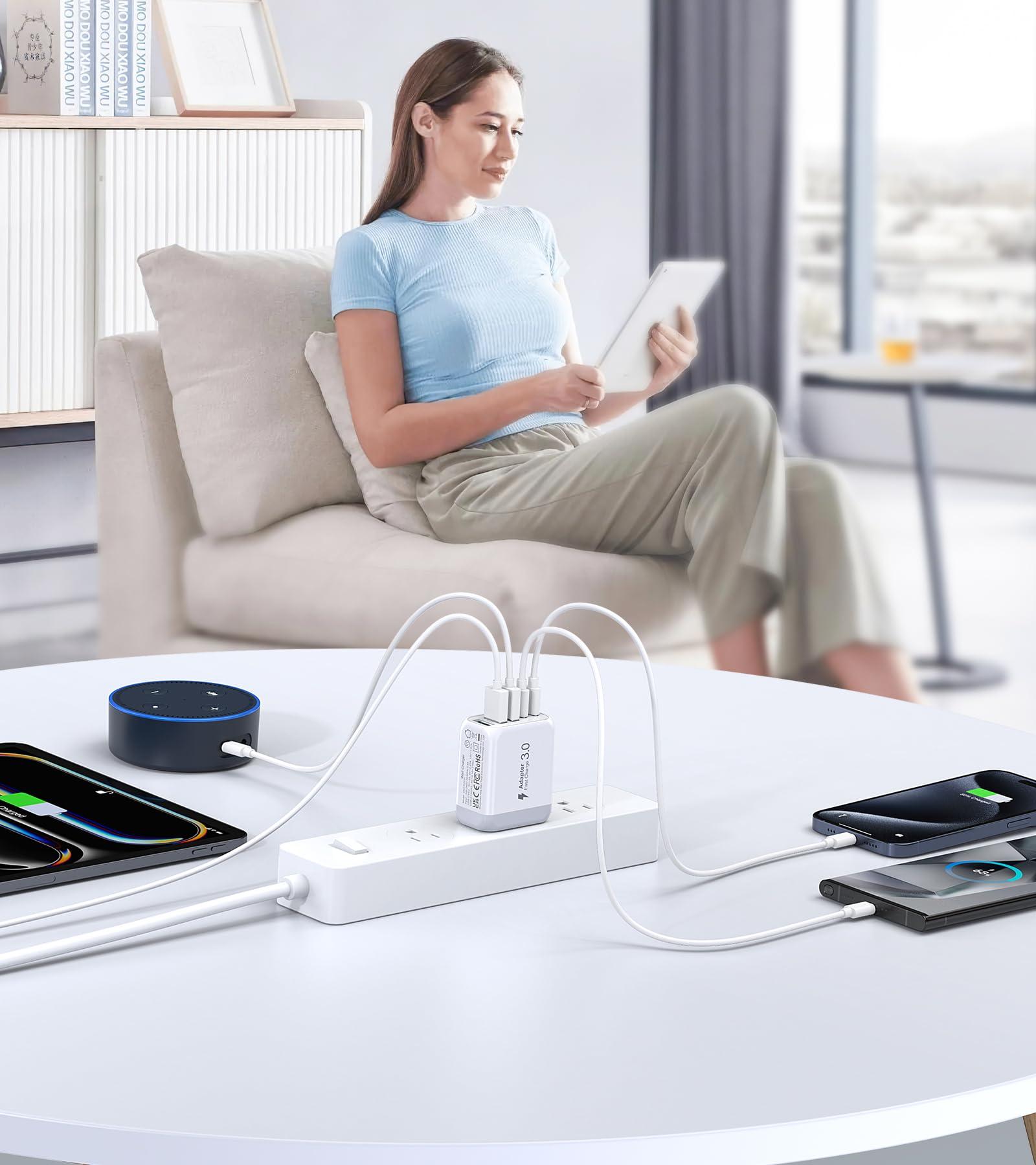 USB C Wall Charger Block, 2Pack 50W 5-Port C Charger Fast Charging Block PD Power Adapter +QC 3.0 Multiport Type C Box Brick Cube USB A Wall Plug for iPhone 16/15/14 Pro Max Plus, iPad,Samsung Galaxy - Image 8