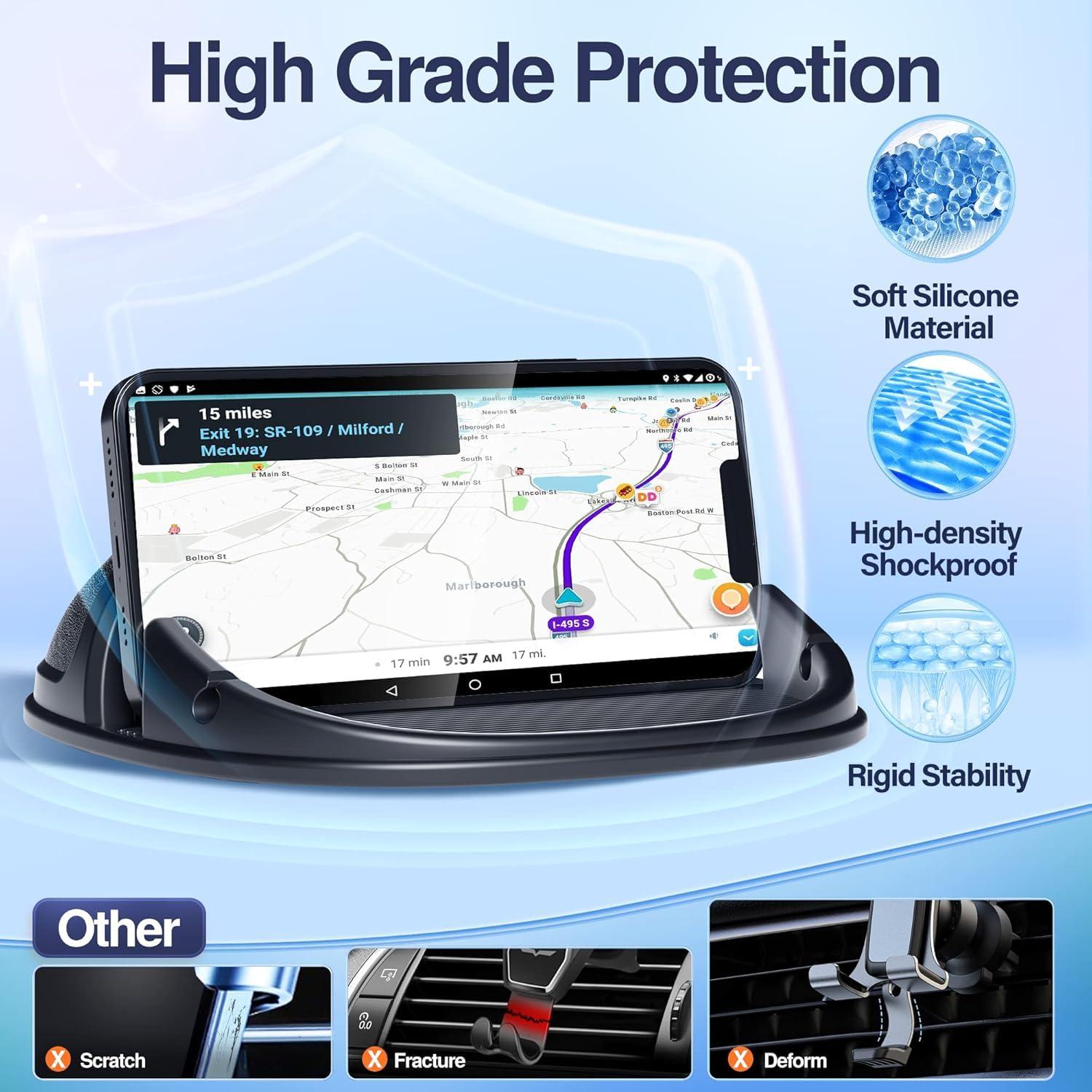 Loncaster 2 Pack Dashboard Car Phone Holder Mount, Universal Cell Phone Automobile Cradles Ultra Stable Slip Free Hands Free Car Accessories Compatible for iPhone, Most Smartphones and GPS - Image 4
