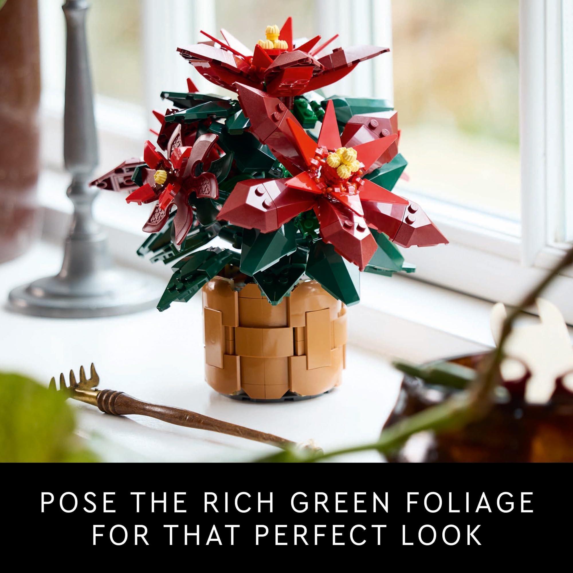 LEGO Icons Poinsettia Building Set - Artificial Flower Decorations & Centerpieces for Table, Adults Ages 18+ - 10370 - Image 5
