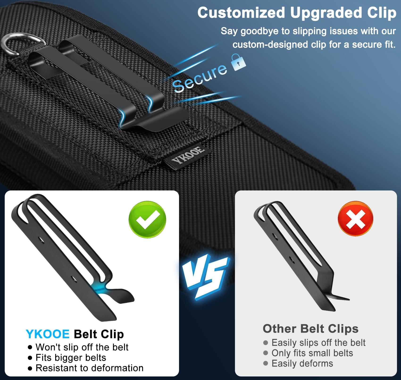 ykooe Cell Phone Holster Compatible with iPhone 16/15/14/13/12 Pro Max & Plus Models - Belt Clip and Card Holder, Black, XL - Image 4