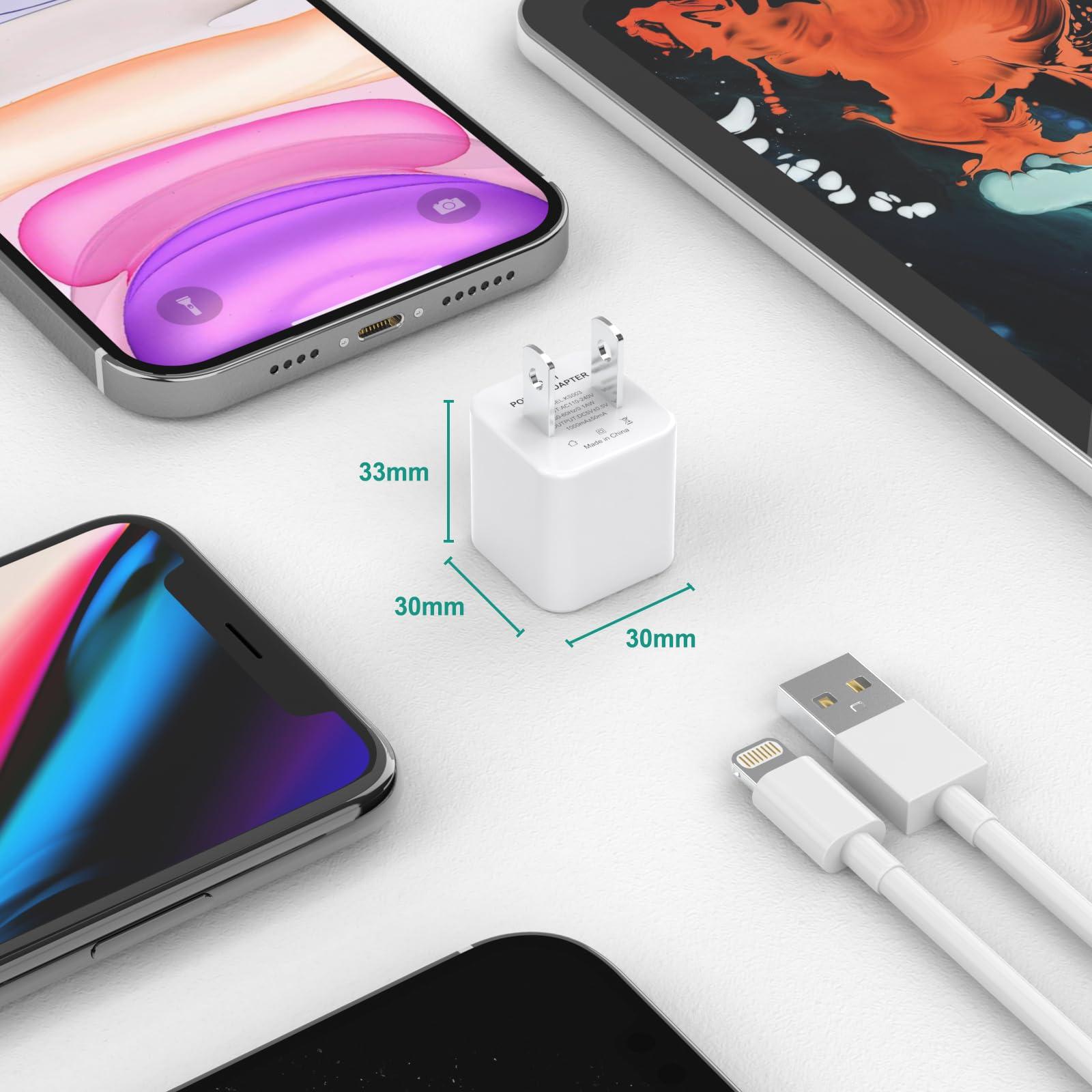 iPhone Charger Cable,3Pack (MFi Certified) Data Sync Charging Cords with 3Pack USB Wall Charger Travel Plug Adapter Compatible with iPhone 14Pro/13 Pro/12/12 Pro Max/11 Pro Max/XS Max/XS/XR/X/8 - Image 4