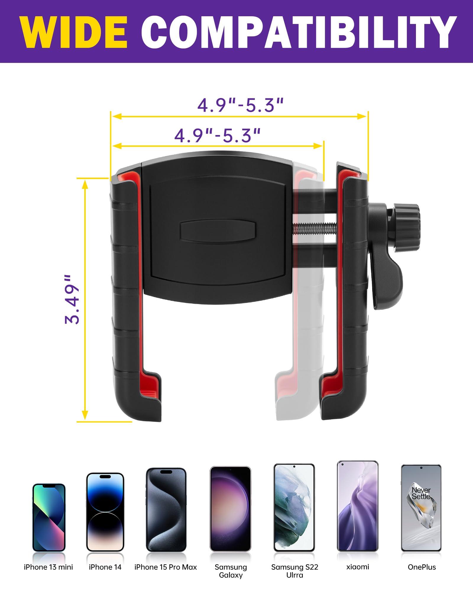 Golf Cart Phone Holder for EZGO Club Car Yamaha, Universal Phone Mount Compatible with iPhone Galaxy Google Pixel All Smartphones, Upgraded Golf Cart Accessories Fit Big Phones and Thick Phone Cases - Image 4