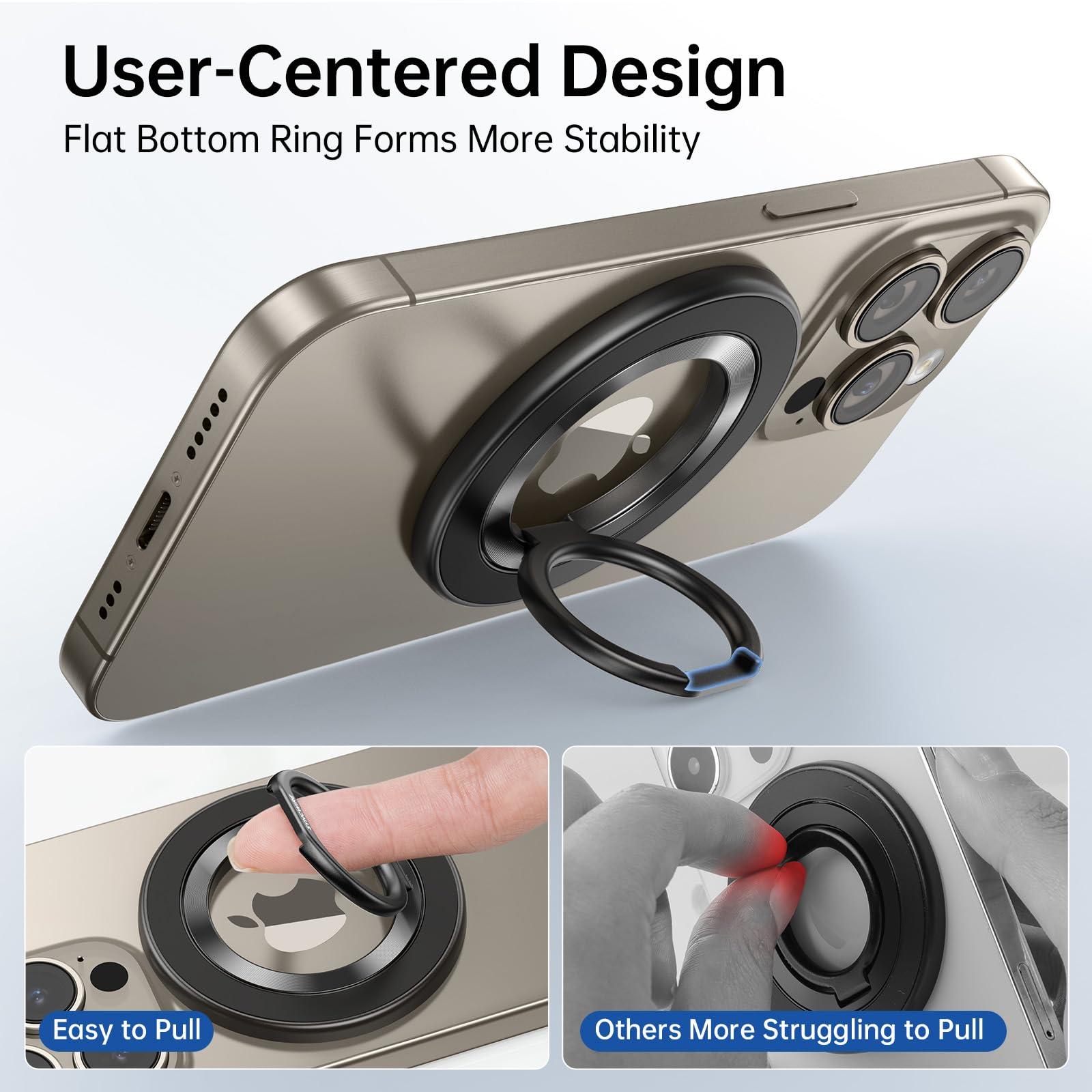 SYNCWIRE Upgraded Magnetic Phone Ring Holder for MagSafe, Magnet Cell Phone Grip Stand Finger Ring Kickstand Two-Sided Magnetic Compatible with iPhone 16 Pro Max 15 14 13 12 MagSafe Accessories - Image 5