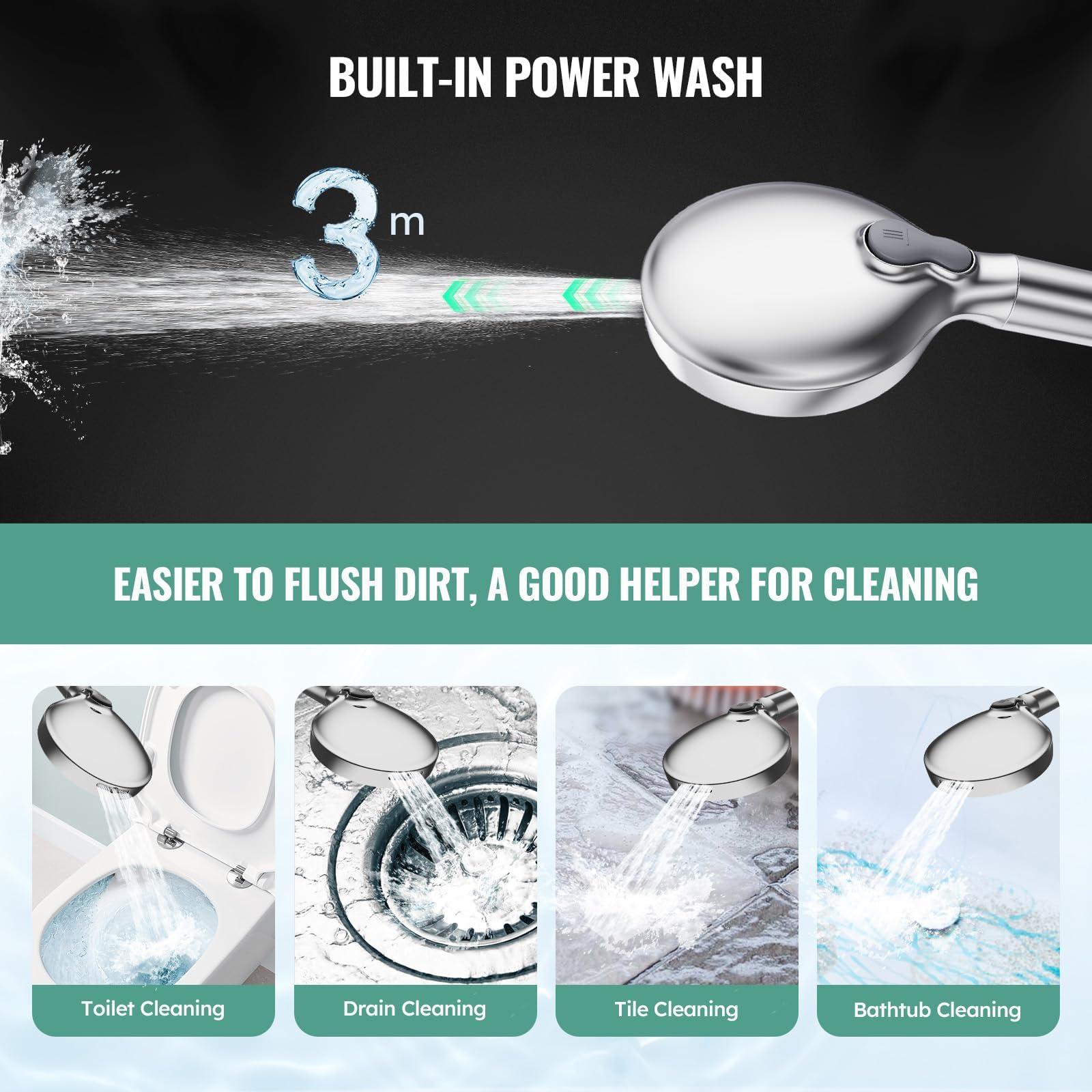Filtered Shower Head with Handheld, High Pressure 9 Spray Mode Chrome Showerhead with Filters,detachable shower head,Water Softener Filters Beads for Hard Water -Remove Chlorine - Image 5