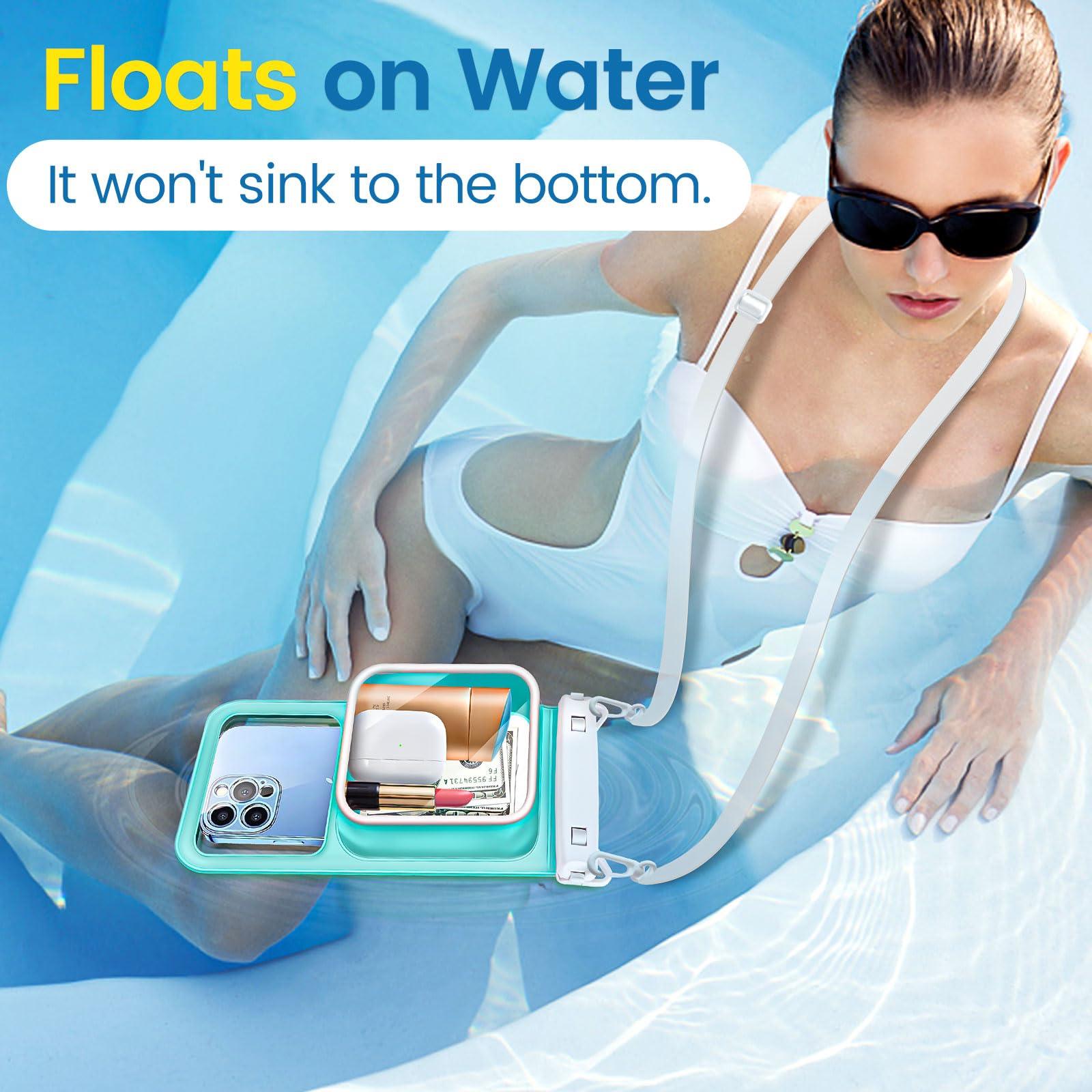 Niveaya [Floatable Floating Waterproof Phone Pouch 2 Pack-Up to 8.5", Large Space Adjustable Neck Lanyard Waterproof Phone Case, Phone Dry Bags for Vacation Beach Pool Kayak Cruise Travel Essentials - Image 2