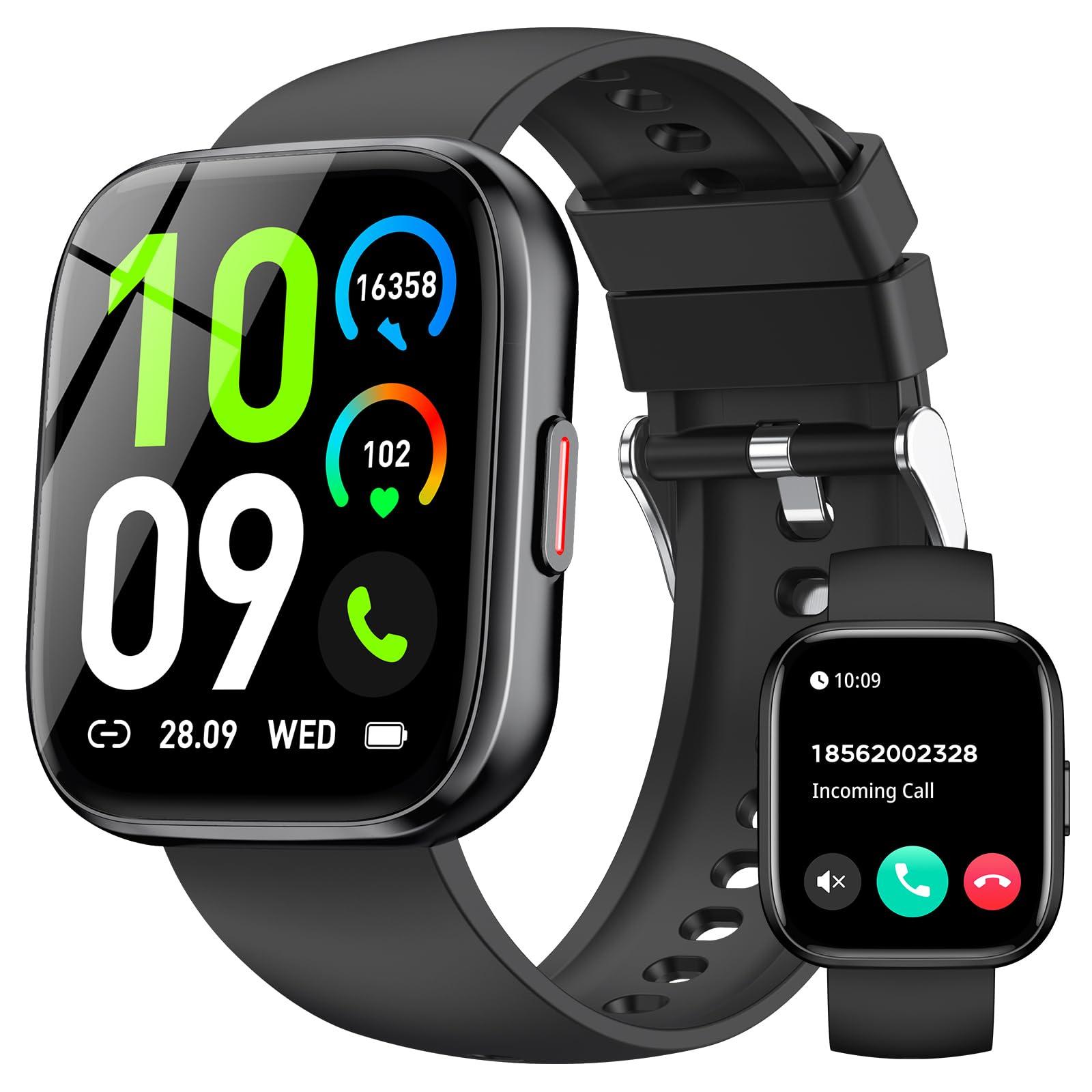 Smart Watches for Men Women Answer/Make Call, 1.85" Fitness Watch with 120+ Sports Modes, Heart Rate/Blood Oxygen/Activity Tracker, Pedometer, IP68 Smartwatch for iOS Android Samsung (Black, 1.85”)