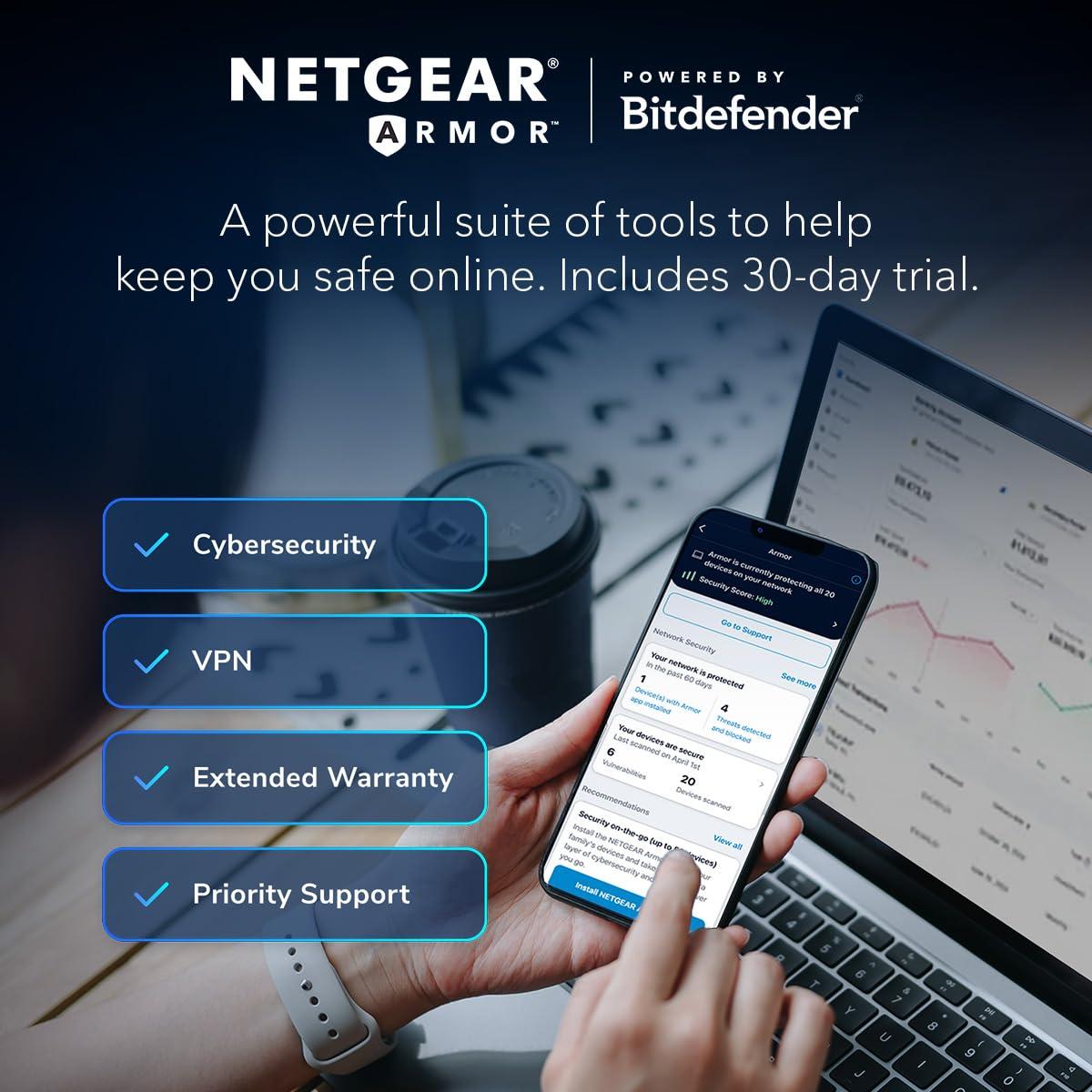 NETGEAR Nighthawk Tri-Band WiFi 7 Router (RS300) - Security Features, BE9300 Wireless Speed (up to 9.3Gbps) - Covers up to 2,500 sq. ft., 100 Devices - 2.5 Gig Internet Port - Image 7