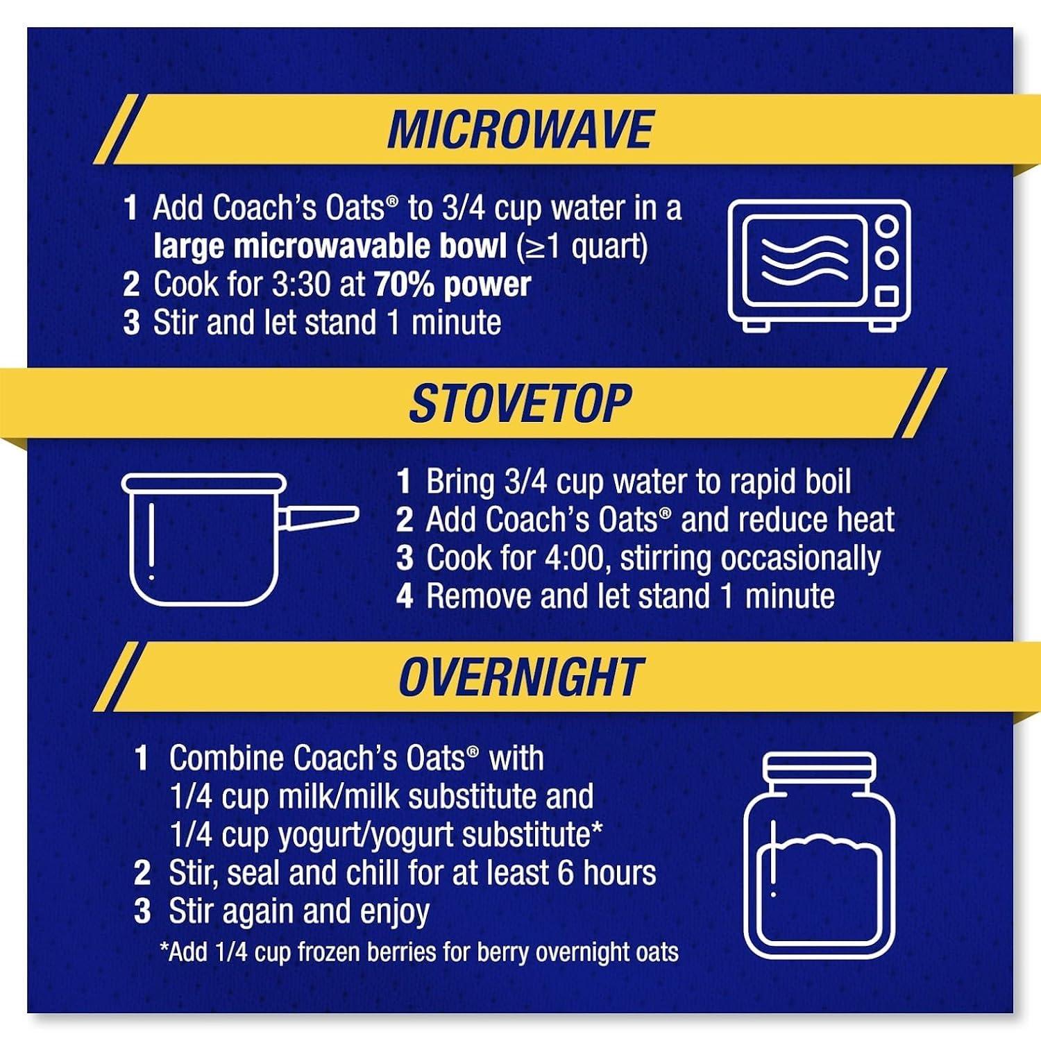 Coach's Oats Whole Grain Oatmeal 3 lbs (48 oz) | Quick-Cooking, Steel Cut Texture and Heart-Healthy | Enjoy the Perfect Start to Your Day - Image 5