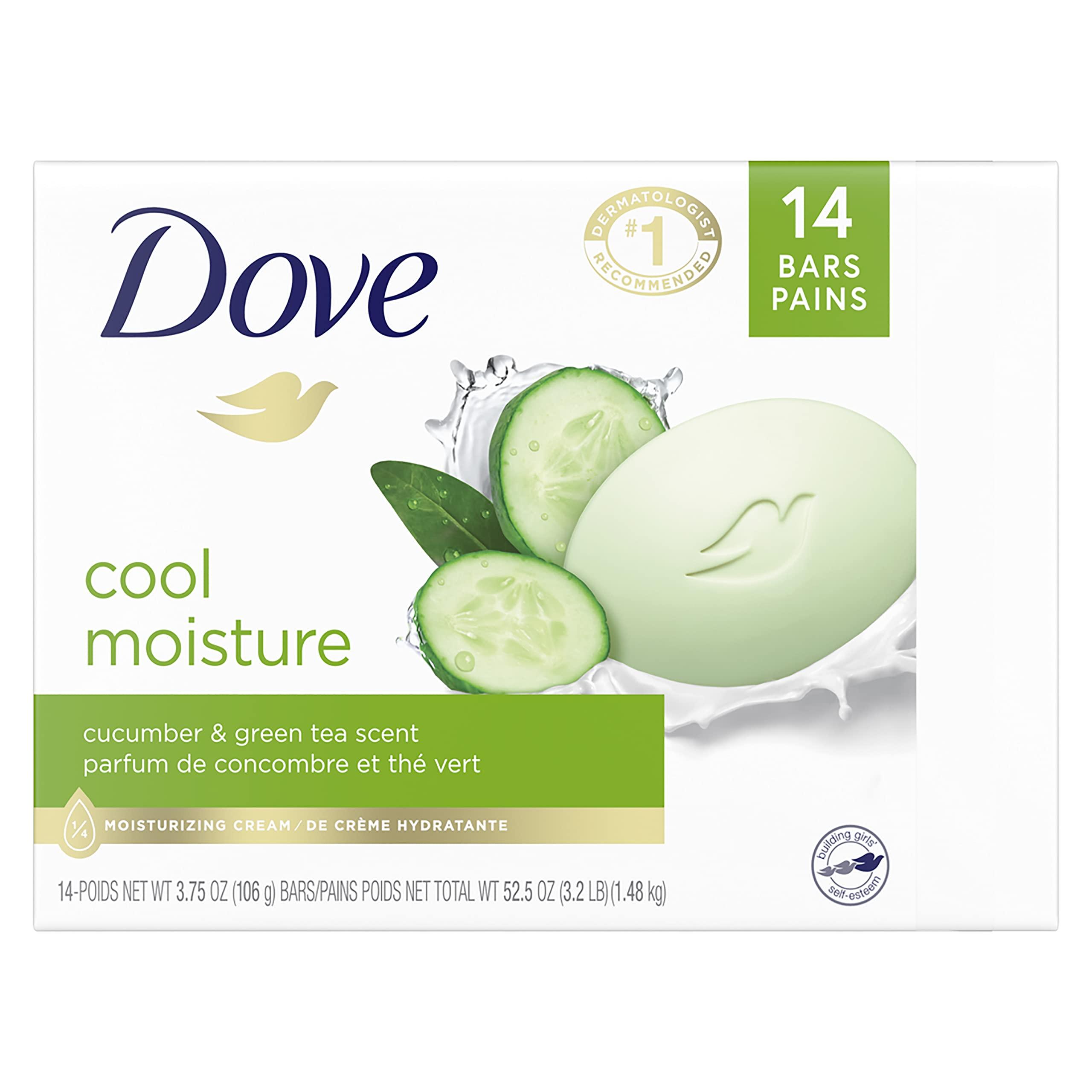 Dove Skin Care Beauty Bar For Softer Skin Cucumber and Green Tea More Moisturizing Than Bar Soap 3.75 oz, 14 Bars - Image 2