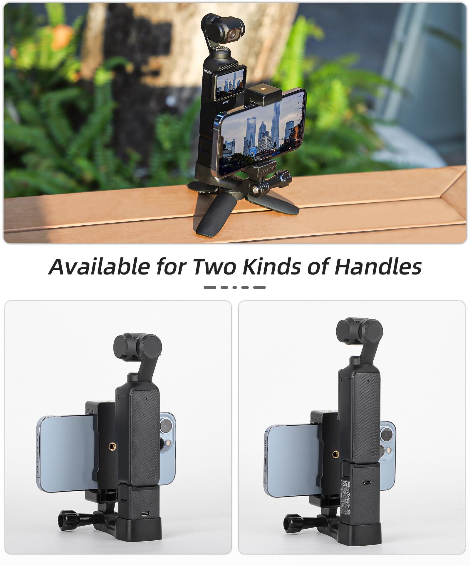 WOENJO DJI Pocket 3 Phone Holder Set Expansion Accessories with 1/4" Thread Hole Compatible with DJI Osmo Pocket 3 and Smartphone, Used with Tripod and Extension Rod - Image 6