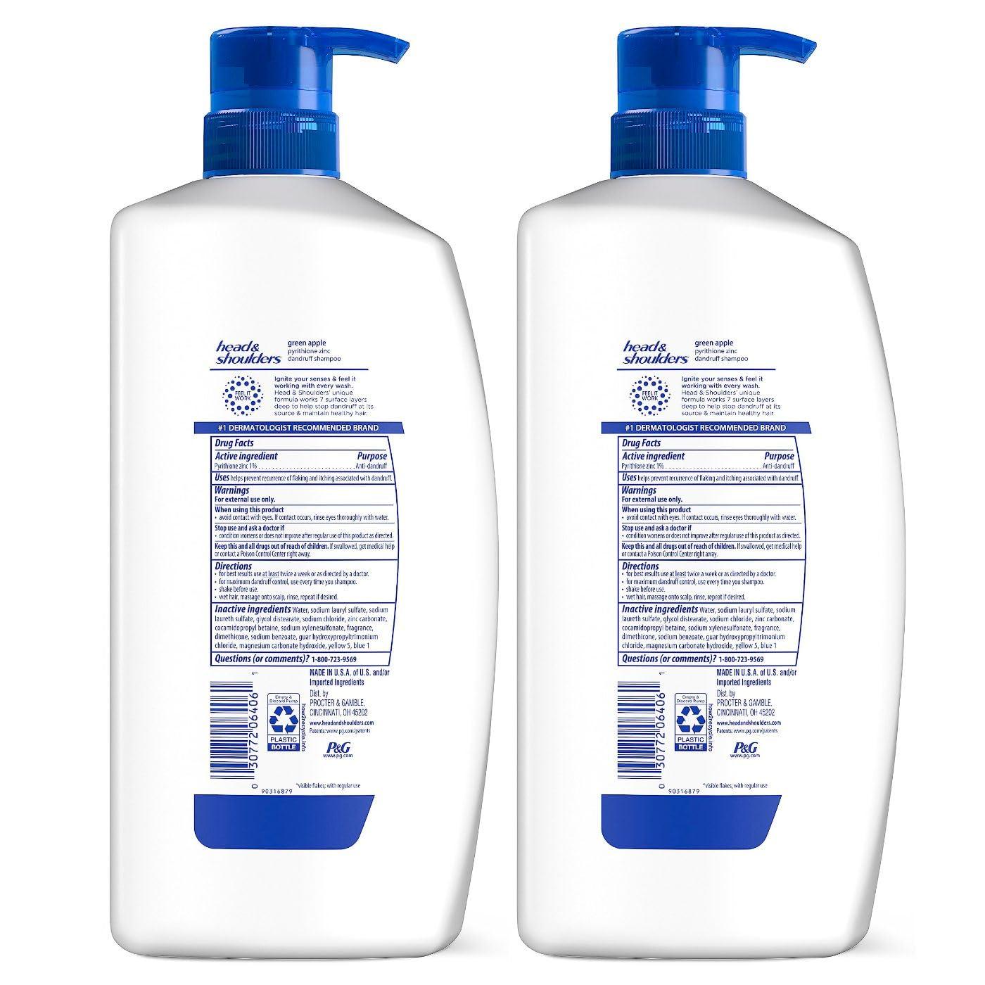 Head & Shoulders Dandruff Shampoo, Clinically Proven Anti Dandruff & Scalp Care Treatment, Fresh Green Apple Scent, Paraben-Free, 32.1 Fl Oz Each, 2 Pack - Image 10