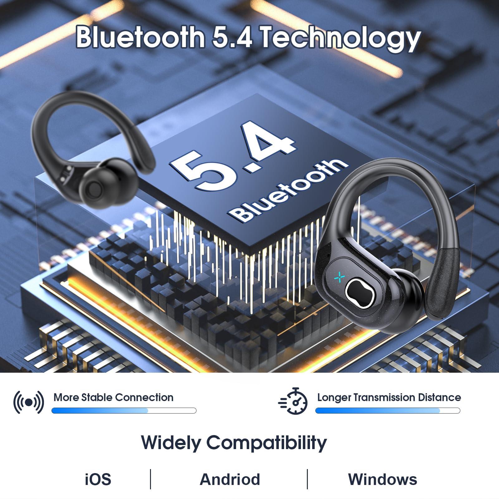 Wireless Earbuds 75hrs Bluetooth 5.4 Headphone Sport, 2025 Bluetooth Earbuds Stereo Deep Bass Over Ear Bud with Earhooks, ENC Noise Cancelling Mic, IPX7 Waterproof Earphone for Workout/Running - Image 5
