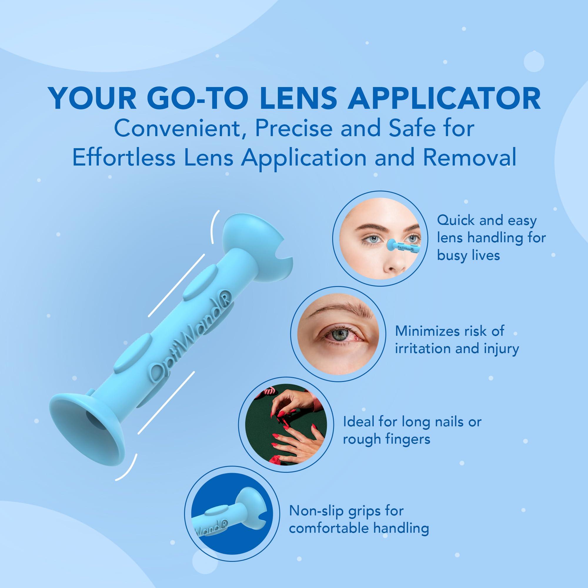 OptiWand - Portable Soft Contact Lens Removal & Insertion Tool - Silicone Rubber Eye Lens Inserter & Remover Device with Pincher End & Finger Grips - Safe & Easy to Use, Travel Size – 1.75" - Image 3