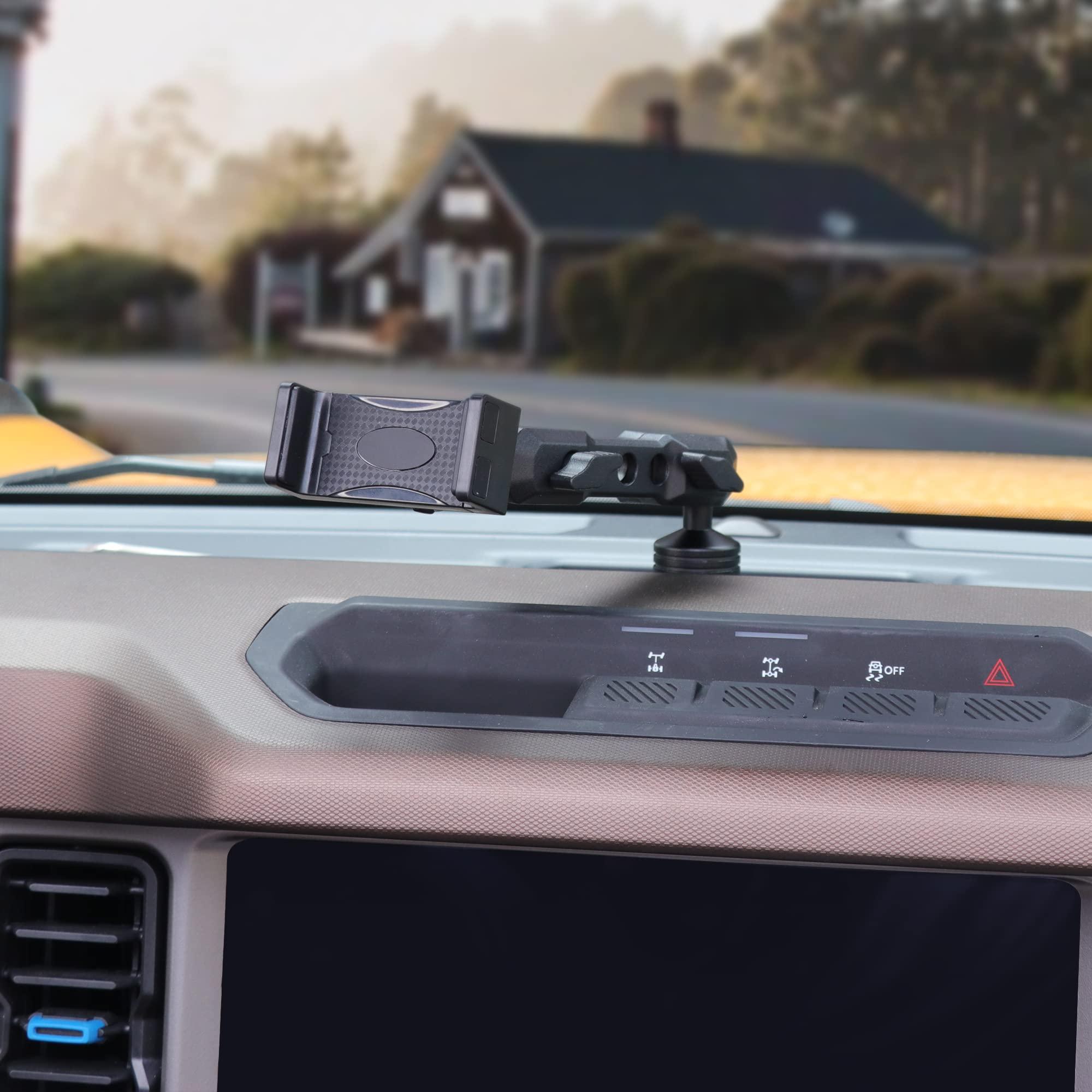 RERPRO Dash Phone Mount Holder for 2021 2022 2023 2024 2025 New Ford Bronco 2/4 Door Interior Accessories Dashboard Cell Phone Stand 360° Adjustable Aluminum Smartphone Bracket Black - Image 7