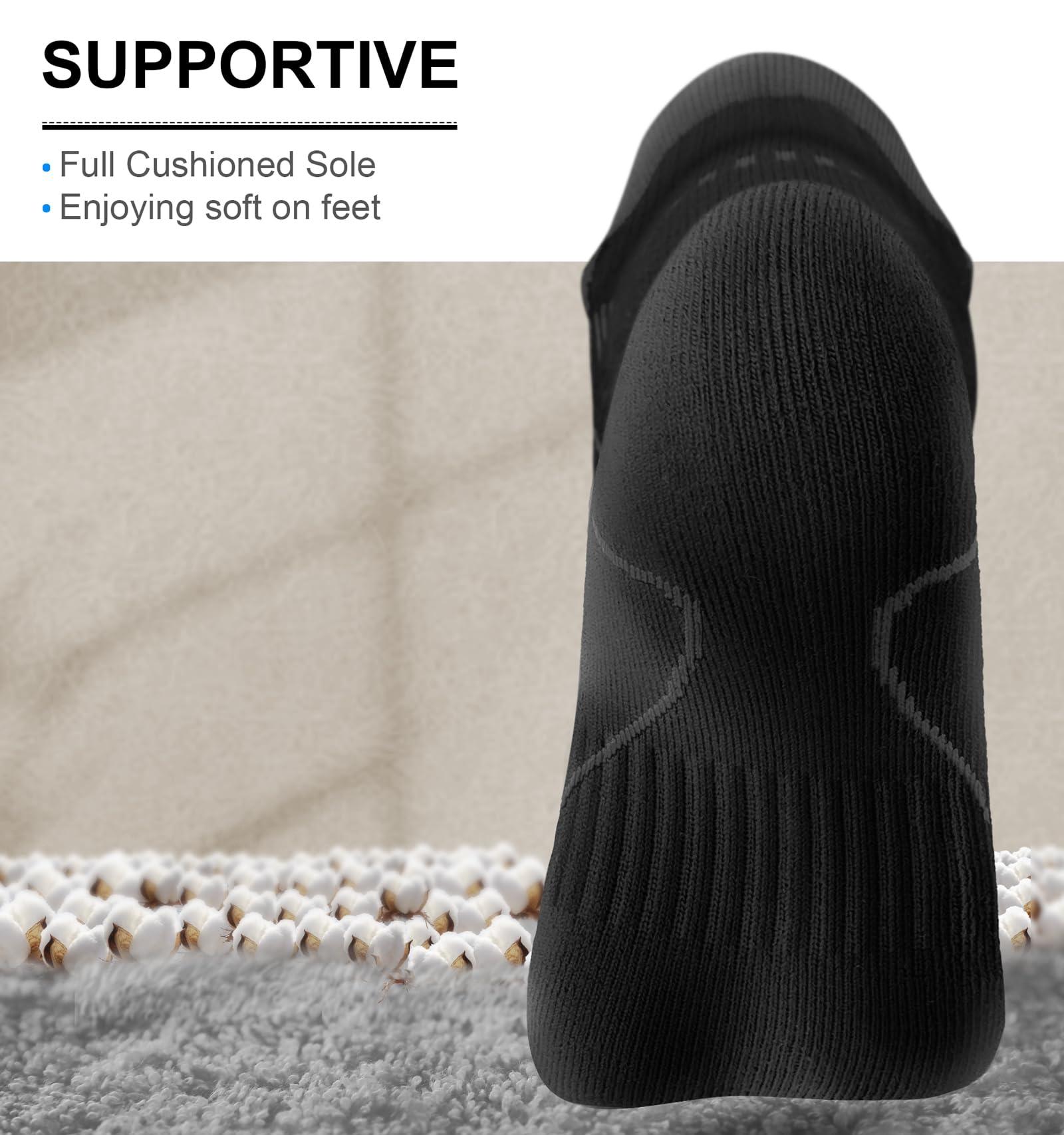 BULLIANT Men Running Socks 6Pairs-Ankle Athletic Socks Wicking Cushioned for Men Walking-Arch Compression Support - Image 3