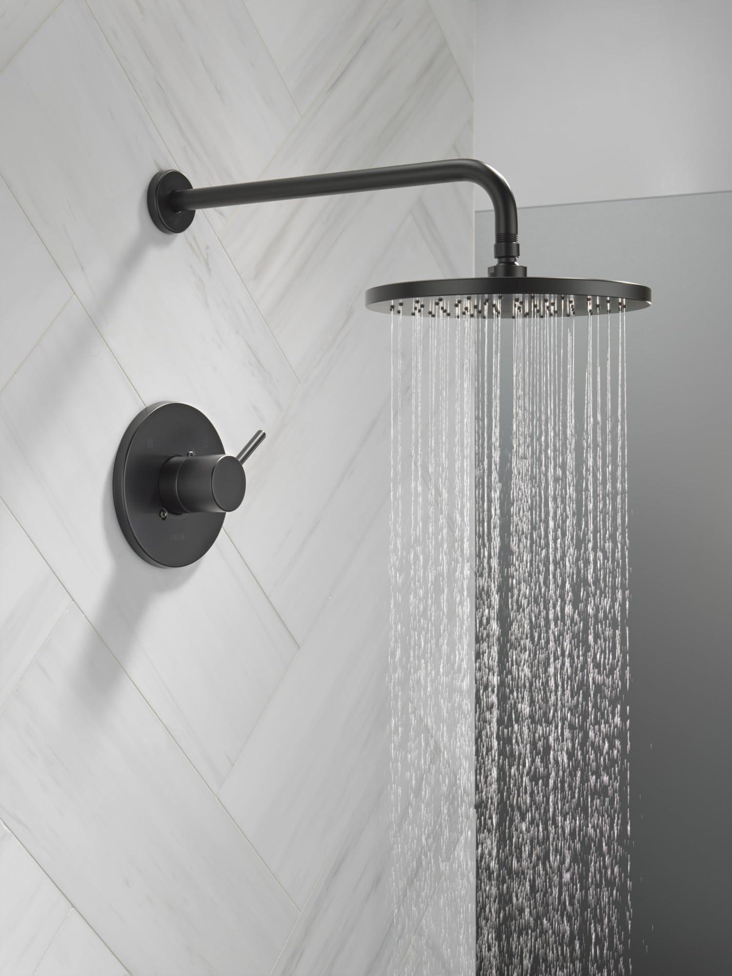 Delta Faucet Modern 14 Series Matte Black Shower Faucet, Delta Shower Trim Kit with Single-Spray Touch-Clean Black Shower Head, Matte Black T14259-BL-PP (Valve Not Included) - Image 2