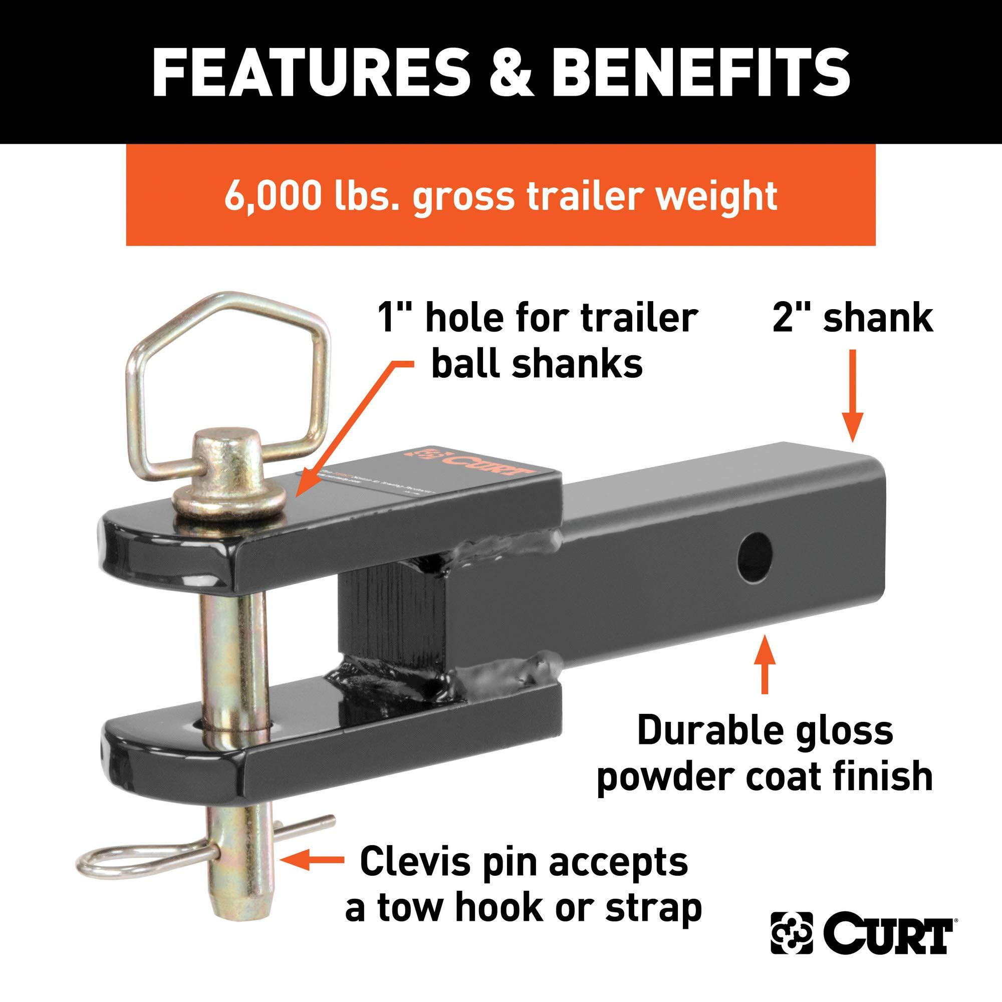 CURT 45821 Clevis Pin Hitch Ball Mount, Fits 2-Inch Receiver, 6,000 lbs, 1-Inch Hole - Image 3